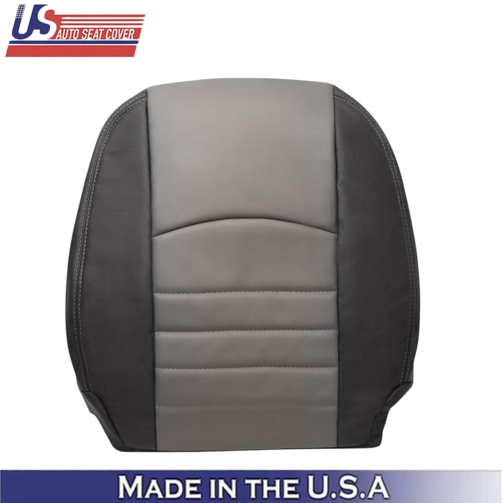 2009-2012 For Dodge Ram 1500 ST Leatherette Front Top Seat Covers 2-Tone Gray