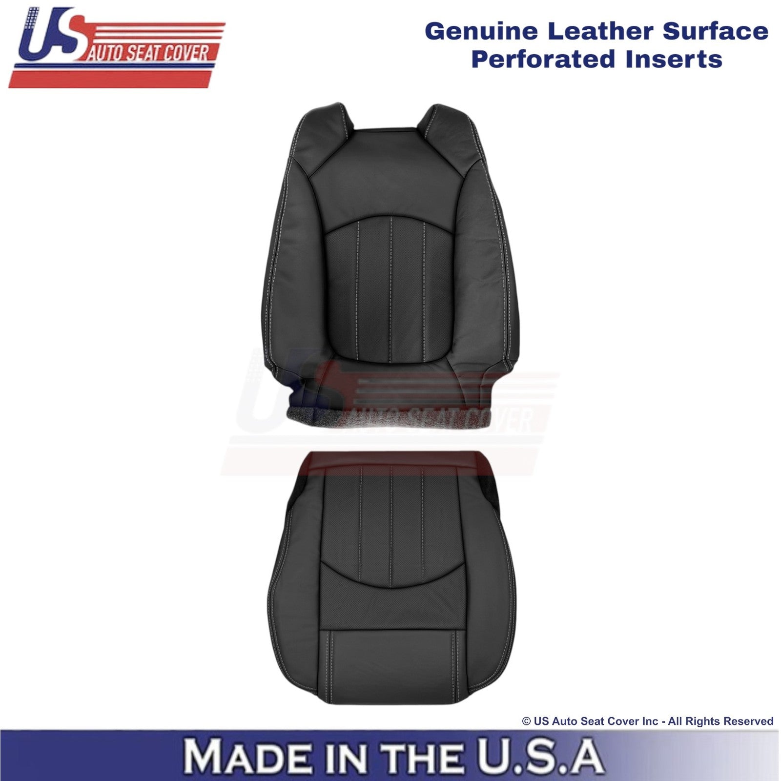 2013-2017 Fits Chevy Traverse Genuine Leather Perforated Front Seat Covers Ebony