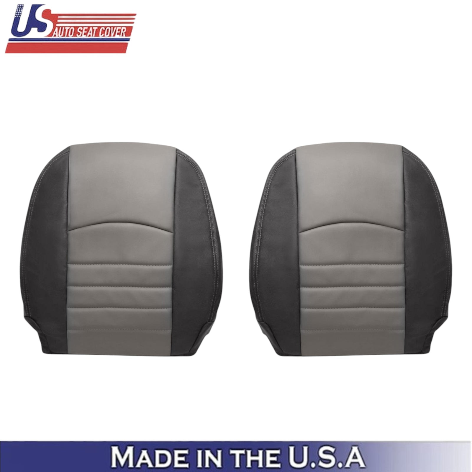 2009-2012 For Dodge Ram 1500 ST Leatherette Front Top Seat Covers 2-Tone Gray