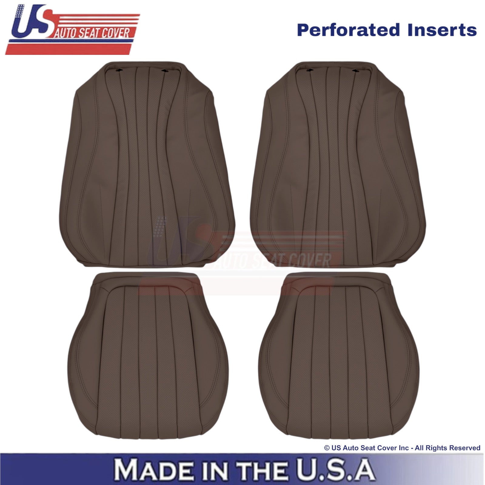 2017-2023 Fits Mercedes Benz E-Class Leatherette Front Seat Covers Nut Brown