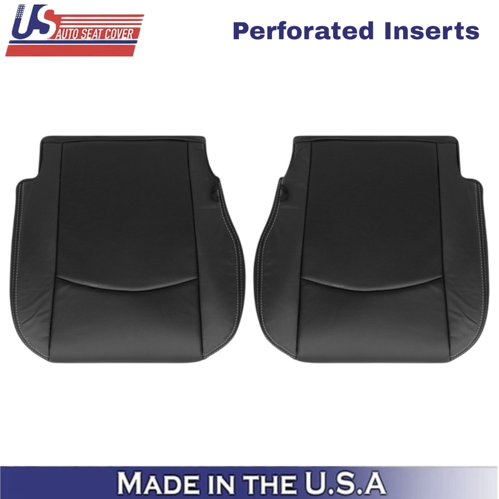 2013-2018 For Dodge Ram 2500 Leather Front Bottom Covers Black-White Stitching