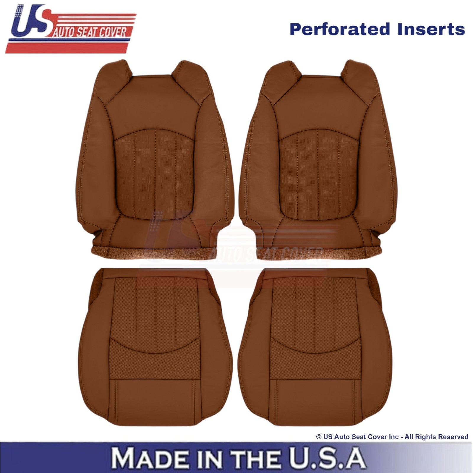 2015-2017 Fits Chevy Traverse Leatherette Perforated Front Seat Covers Saddle Up