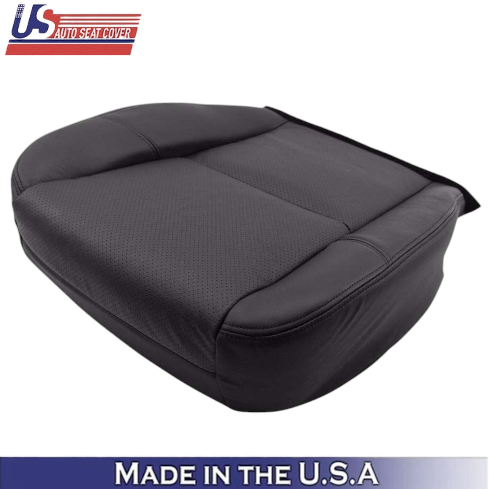 2012-2014 For Chevrolet Silverado Genuine Leather Bottom Seat Covers Ebony Black