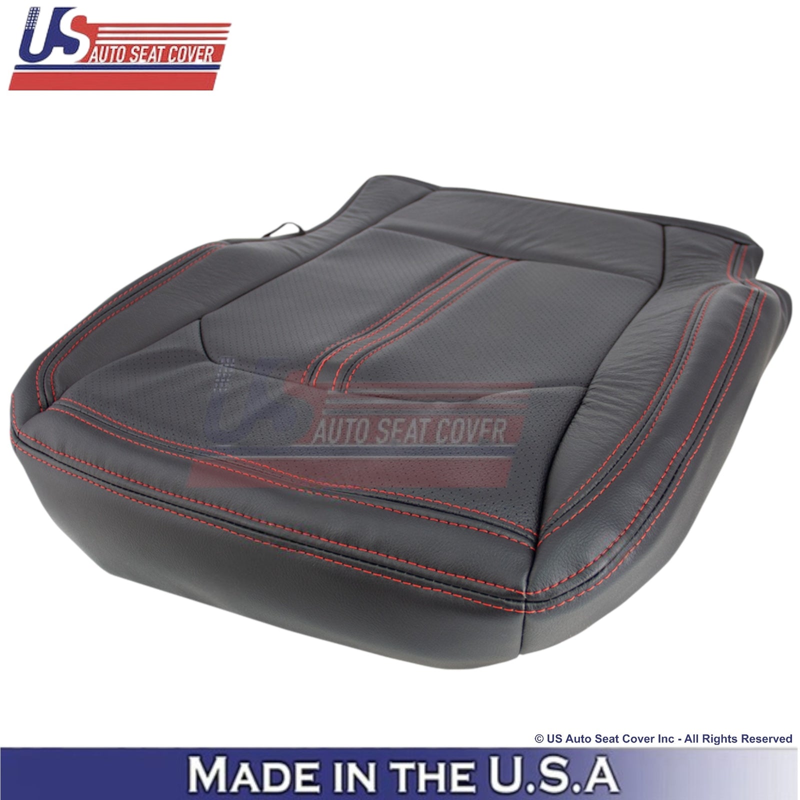 2018-2021 For Ford Expedition Leather Passenger Bottom Cover Ebony-Red Stitching
