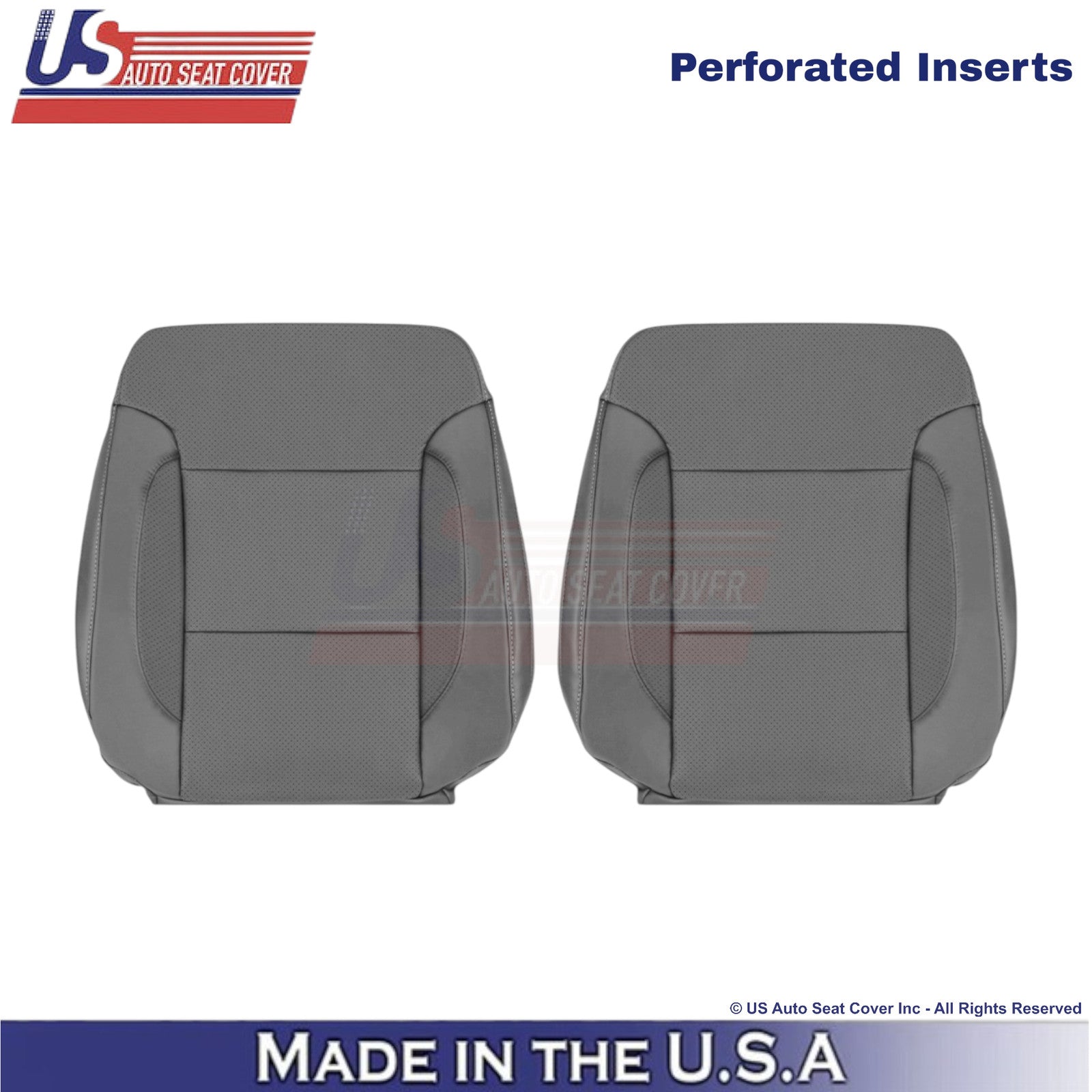 2014-2019 For Chevy Silverado 1500 LT LS Leather Perf Front Top Covers Gray