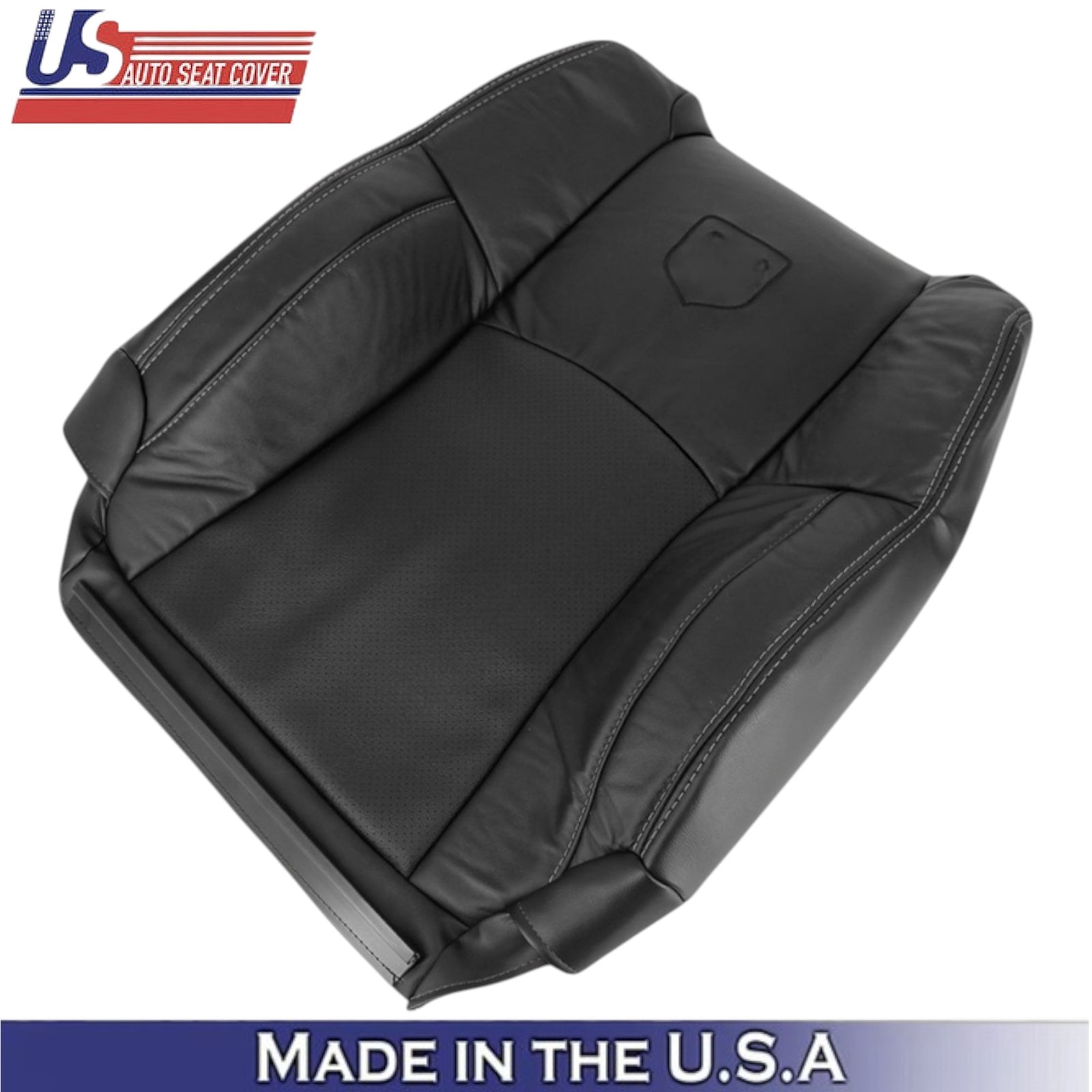 2013-2018 For Dodge Ram 2500 Leather Passenger Top Cover Black-White Stitching