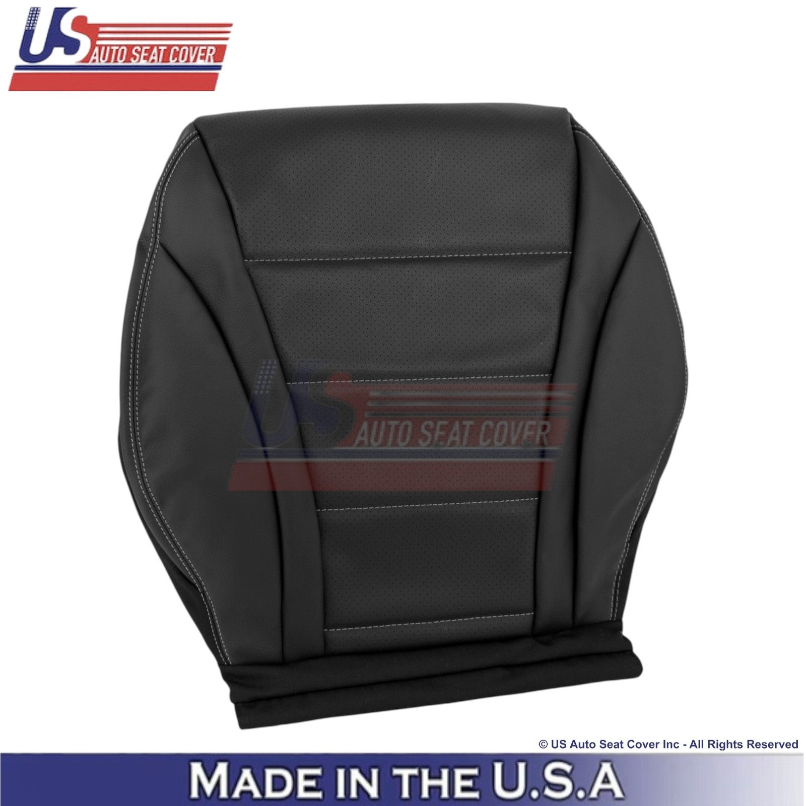 2016-2021 For Mercedes Benz GLC Class Leather Bottom Covers Black - White Stitch