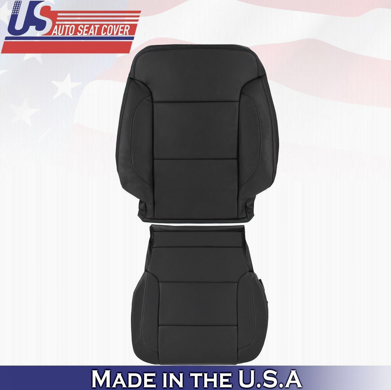 2015 For Chevy Silverado 2500 3500 Driver Top & Bottom Leather Seat Covers Black