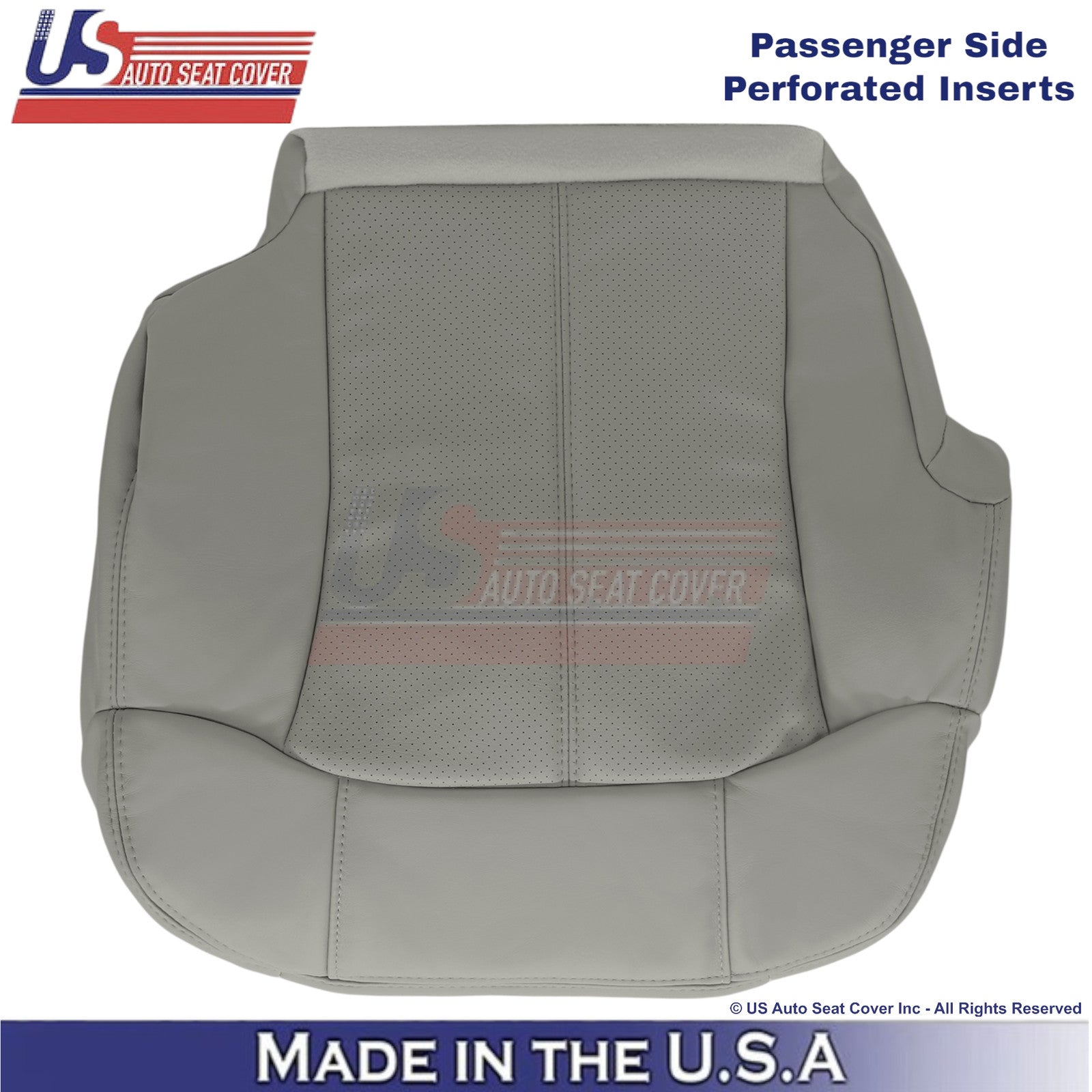 2002 For Cadillac Escalade Leatherette Passenger Bottom Seat Cover Pewter Gray
