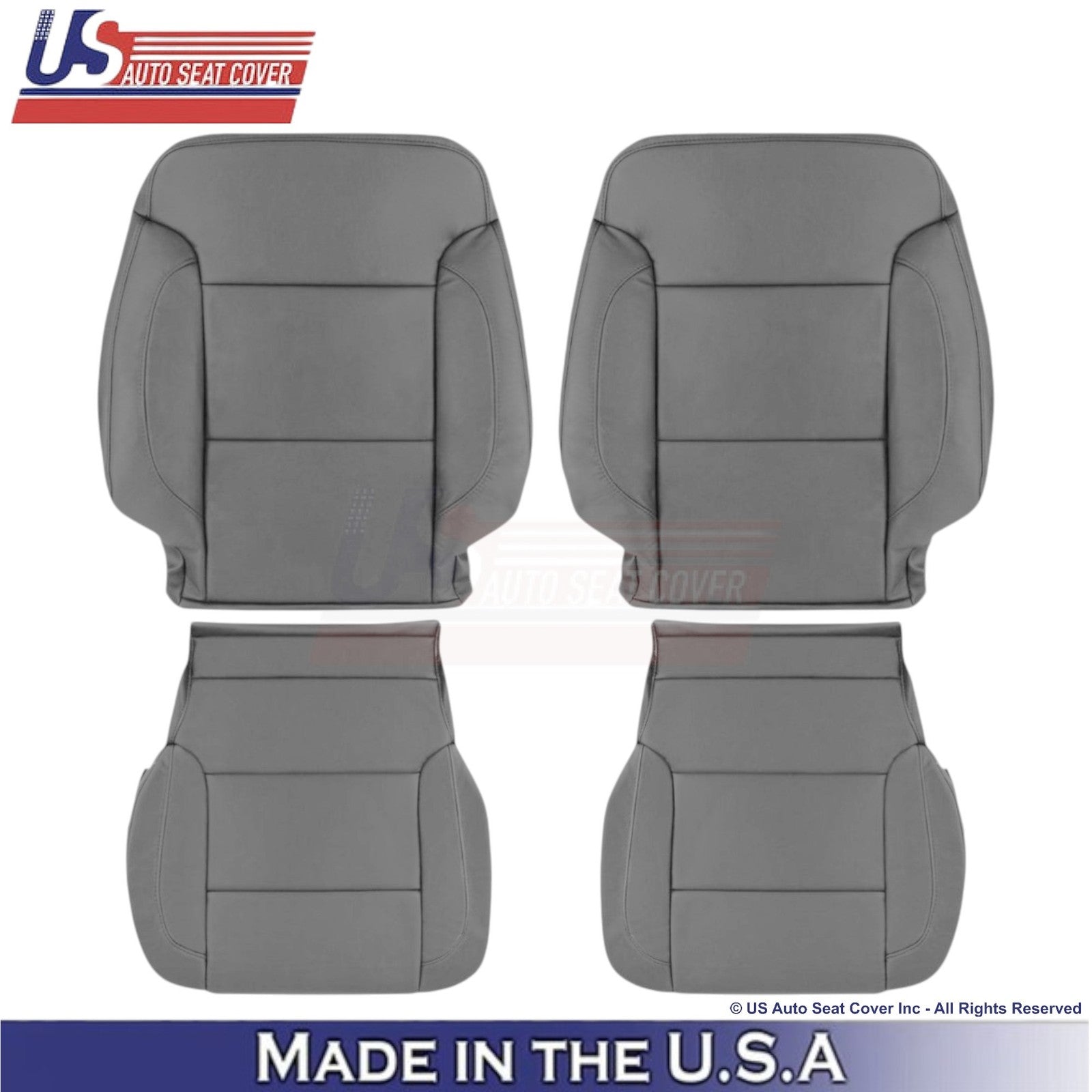2014-2019 For Chevy Silverado 1500 LT Leatherette Front Replacement Covers Gray