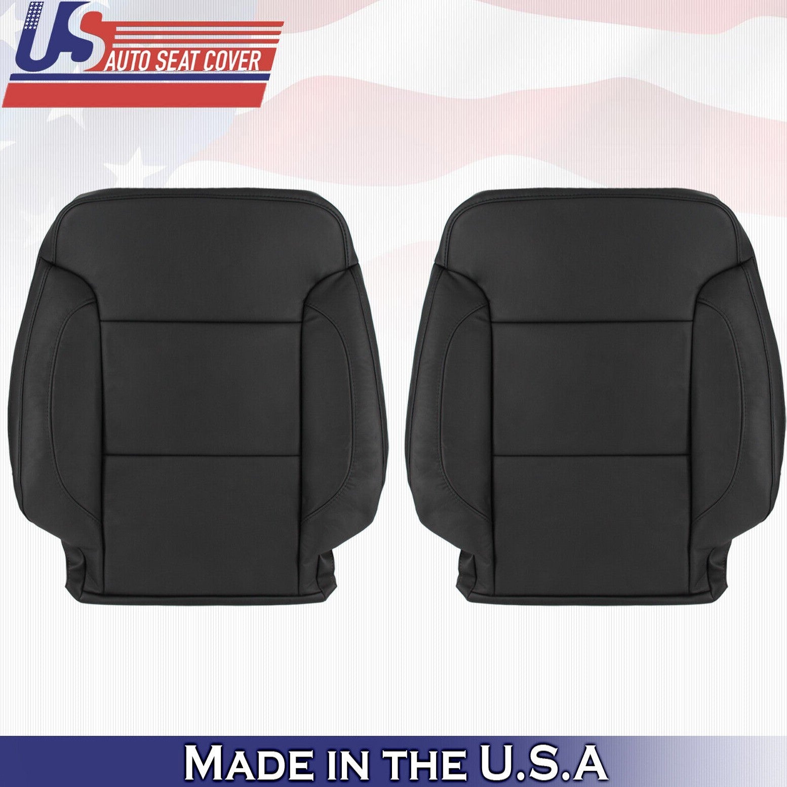 2015 2016 For Chevy Suburban Driver & Passenger 2x Top Leather Seat Covers Black