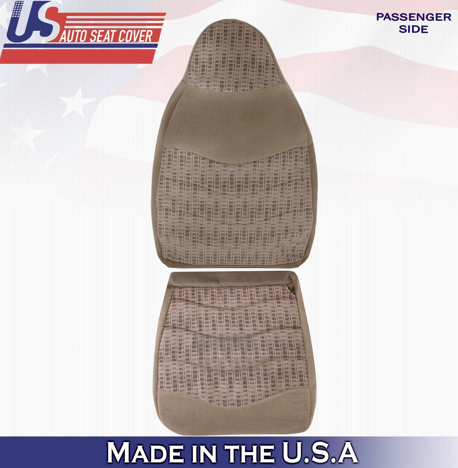 1999 For Ford F250 F350 XLT Passenger Side Top & Bottom Cloth Seat Covers Tan