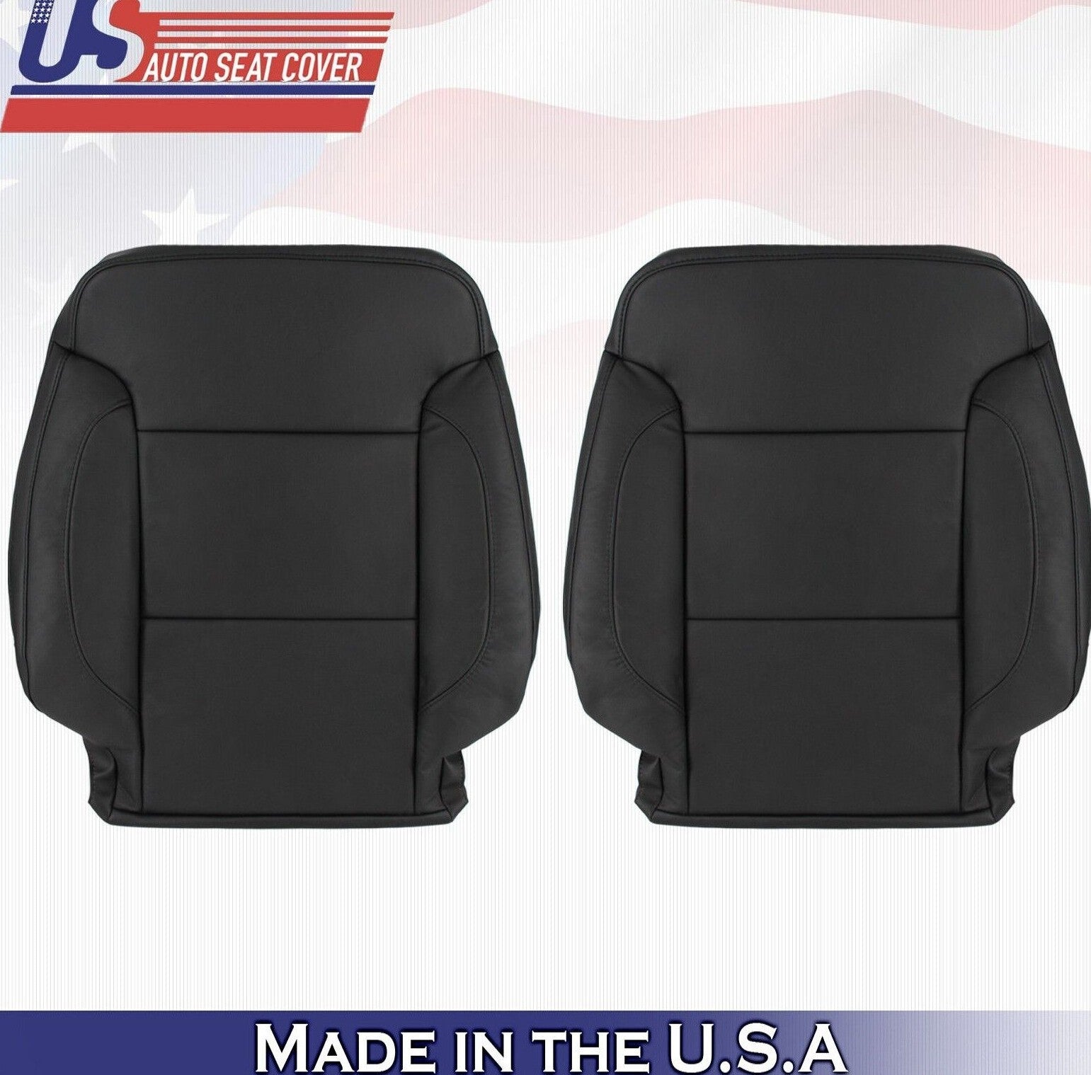 2017 2018 For Chevy Suburban Driver & Passenger 2x Top Leather Seat Covers Black