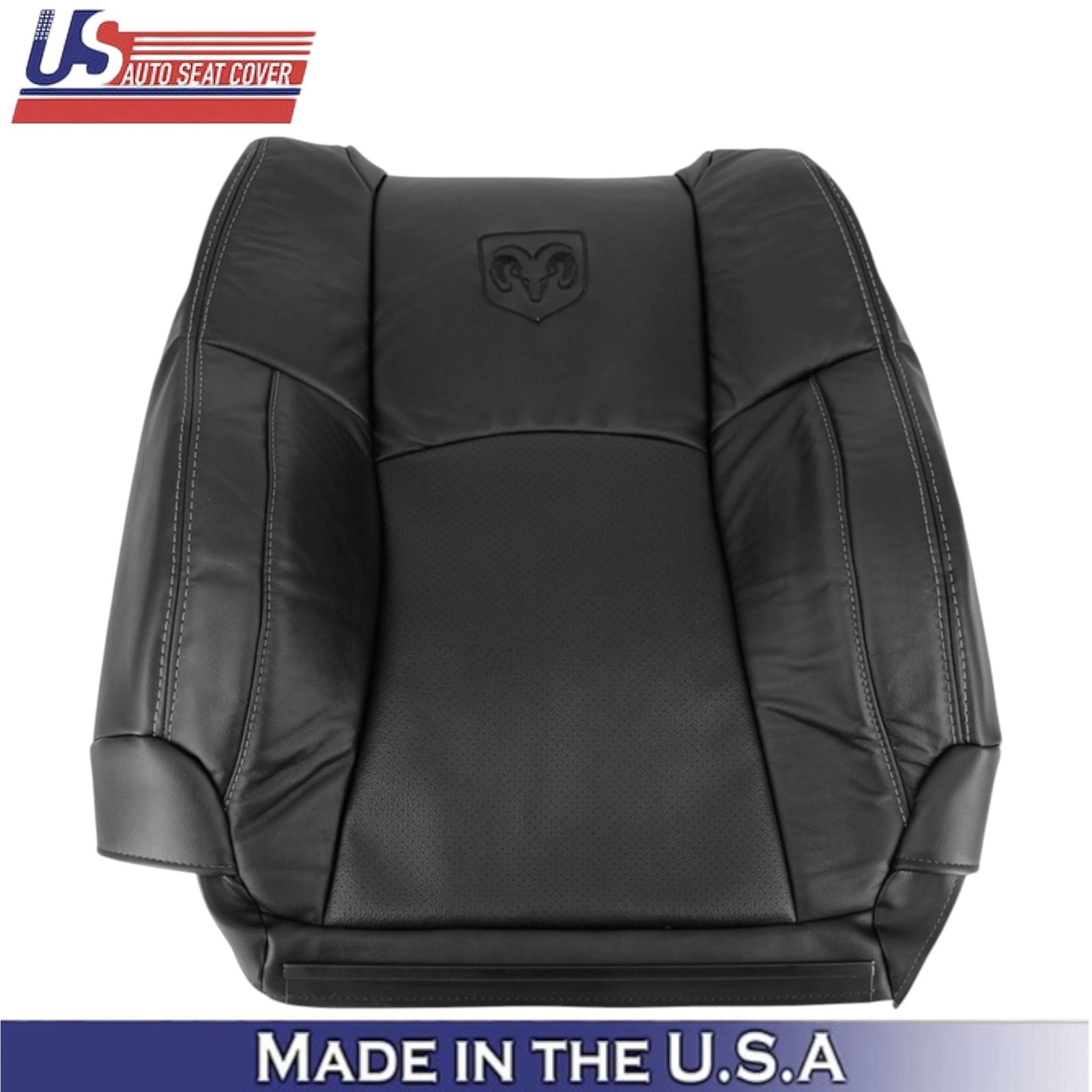2013-2018 For Dodge Ram 2500 Leatherette Driver Side Covers Black-White Stch