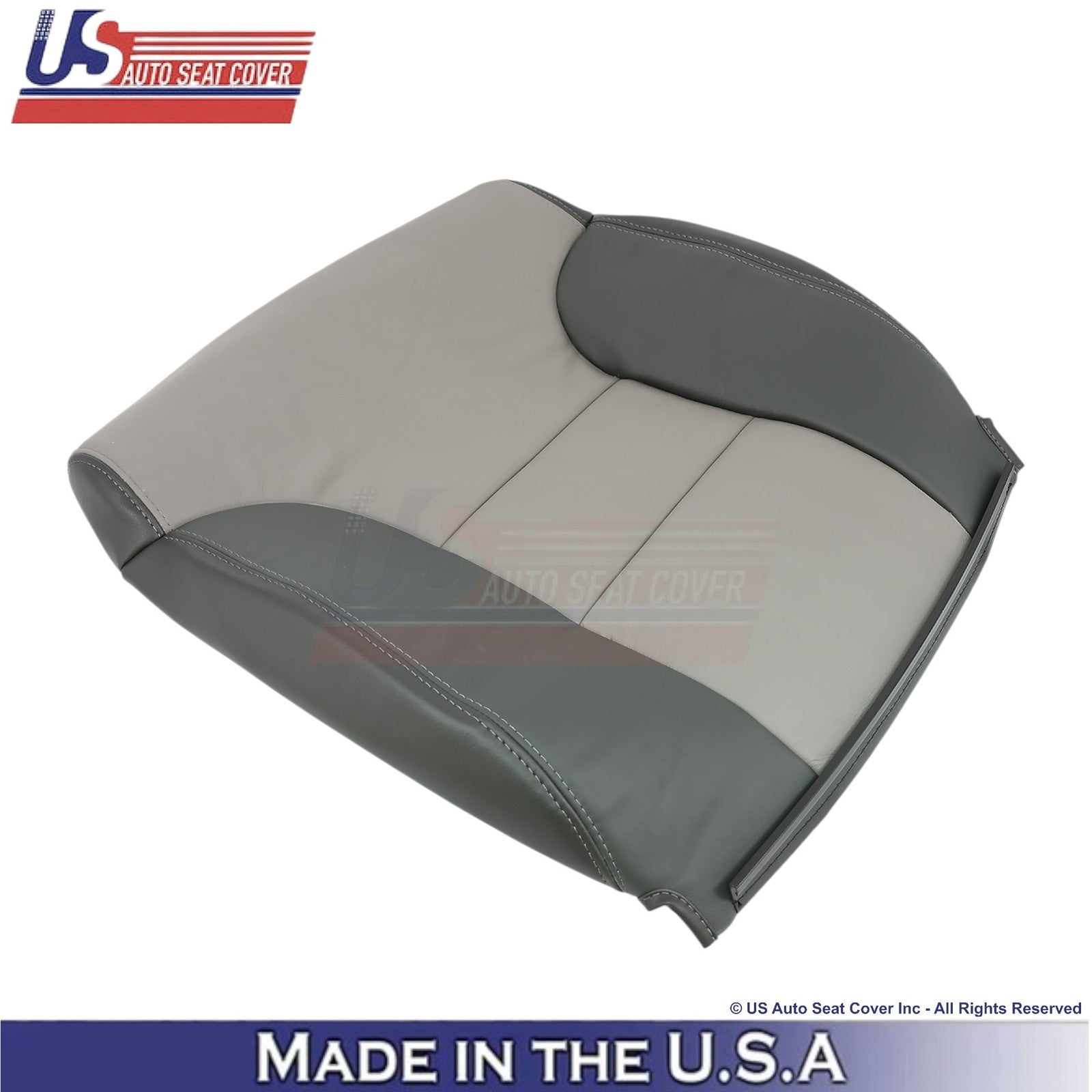 1999-2000 For Chevy Tahoe-Silverado Genuine Leather Rear Bench Covers 2Tone Gray
