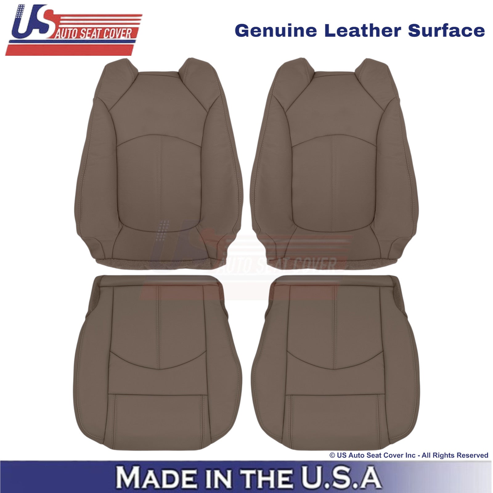 2013-2016 Fits GMC Acadia Genuine Leather Front Replacement Covers Dk. Cashmere