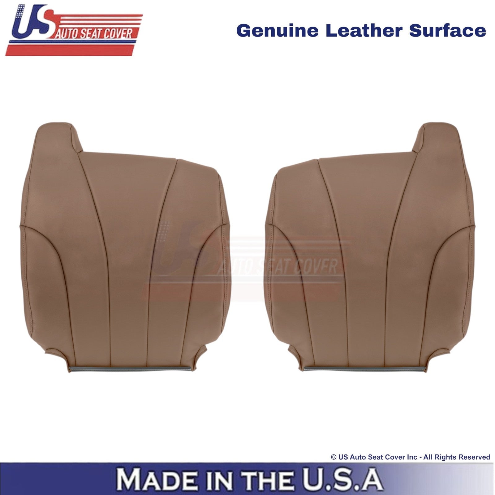 1999-2000 For Chevy Silverado W/T Leather Front Top Covers Medium Dark Oak