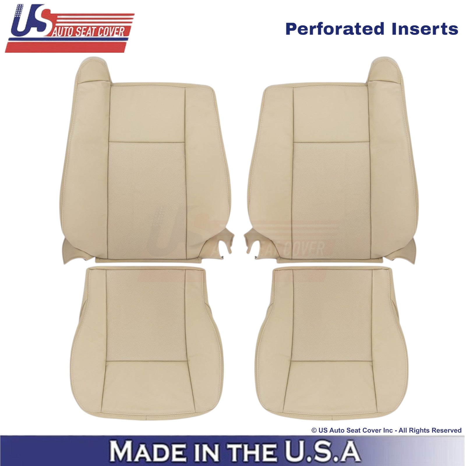 2003-2007 Fits Cadillac CTS Leather Front OEM Replacement Seat Covers Tan