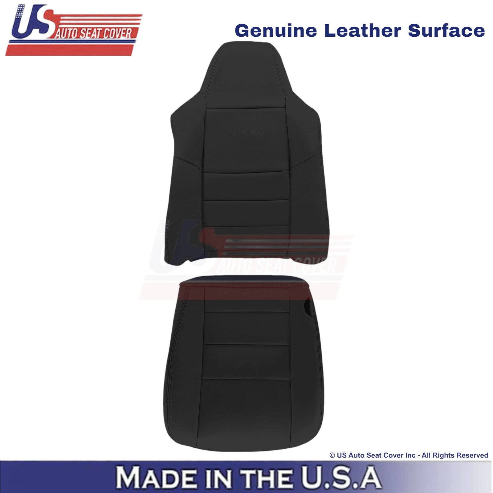 2004-2007 Fits Ford F250 F350 Lariat Leather Front Driver Side OEM Covers Black