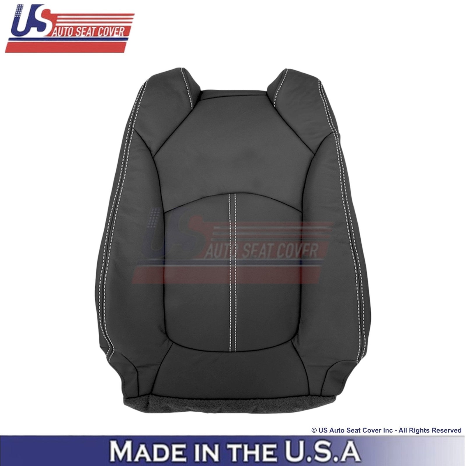 2013-2017 Fits Chevy Traverse Genuine Leather Driver Top Cover Ebony-White Stch