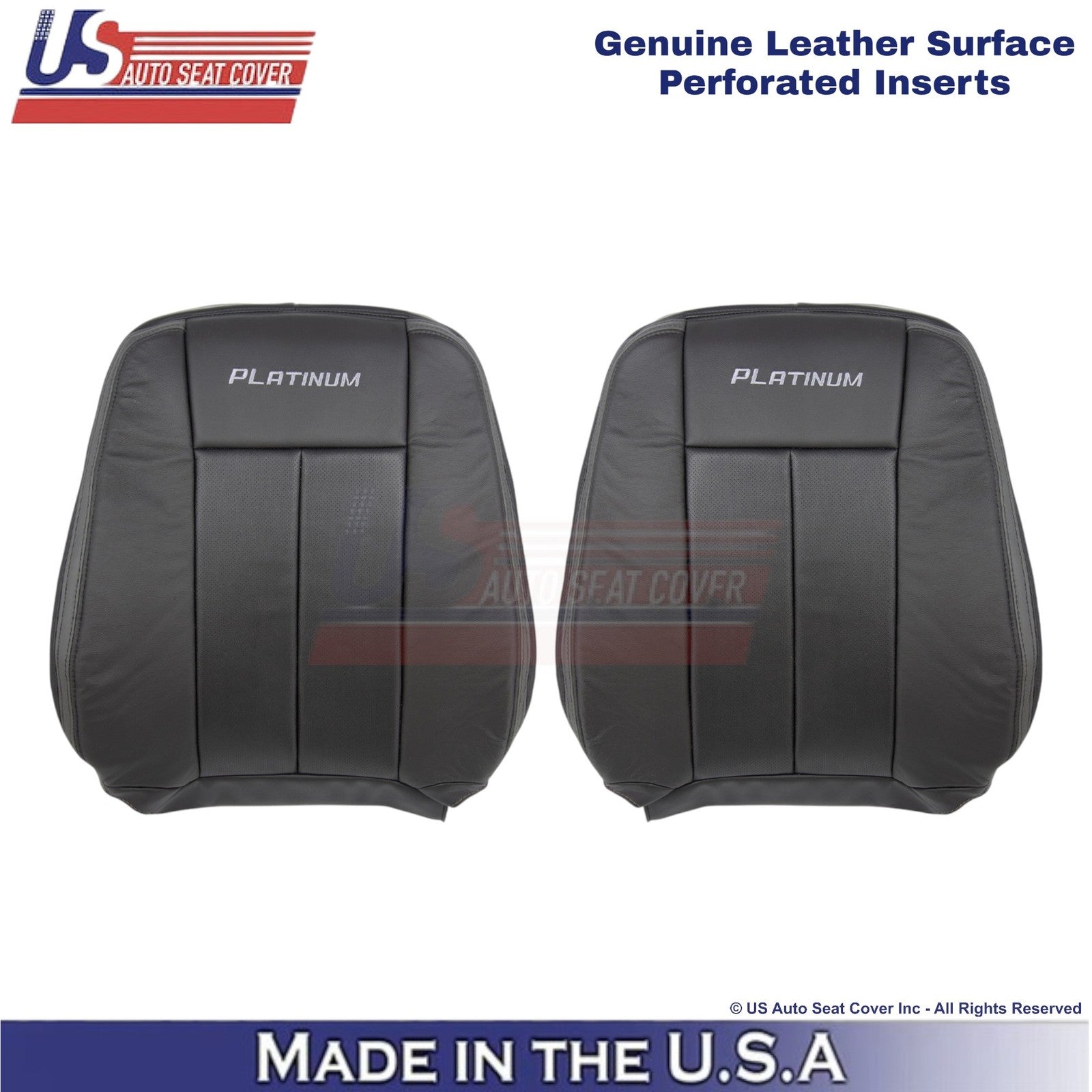 2015-2017 Fits Ford Expedition Platinum Genuine Leather Front Top Covers Ebony