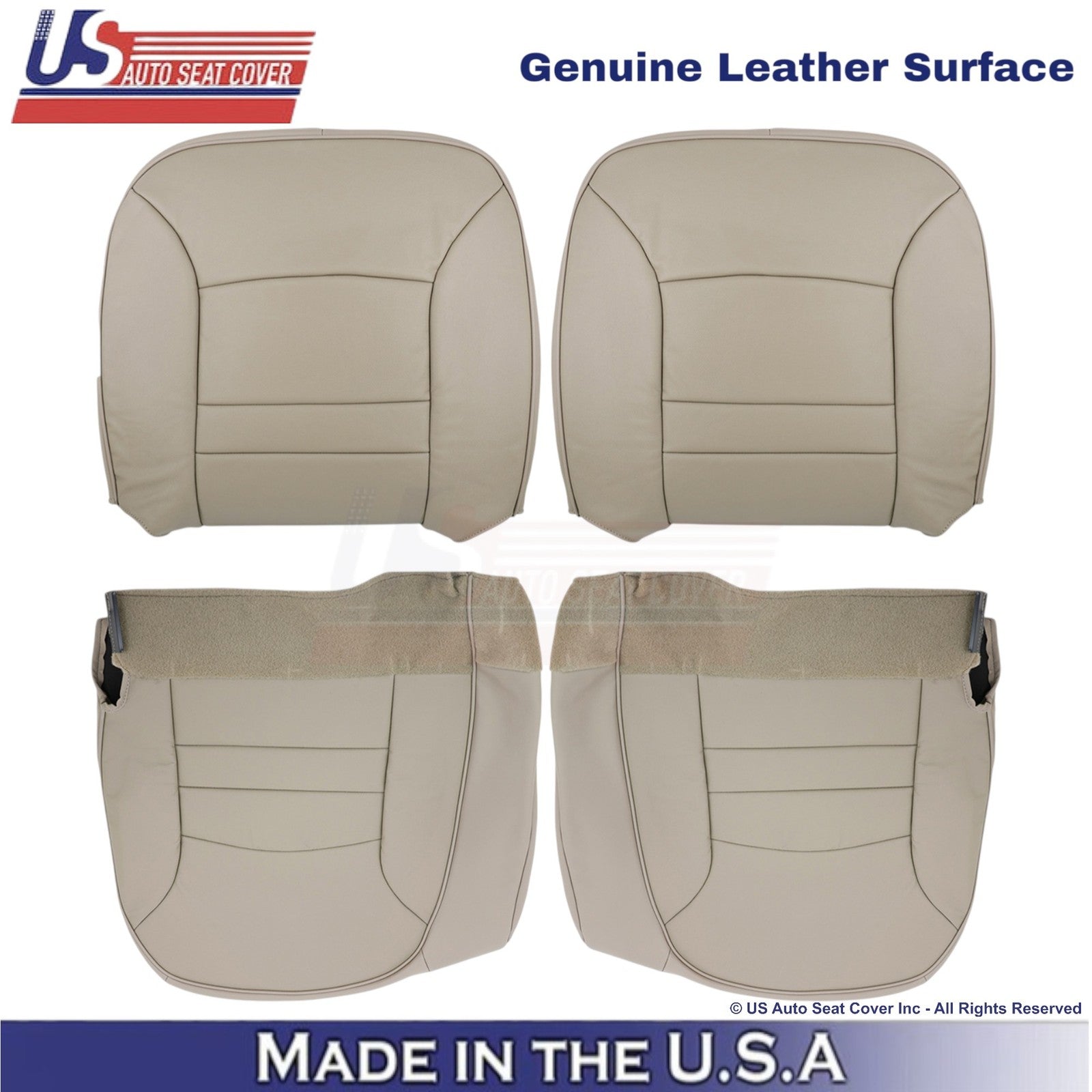 1998-2002 For Ford Crown Victoria Genuine Leather Front Replacement Covers Tan