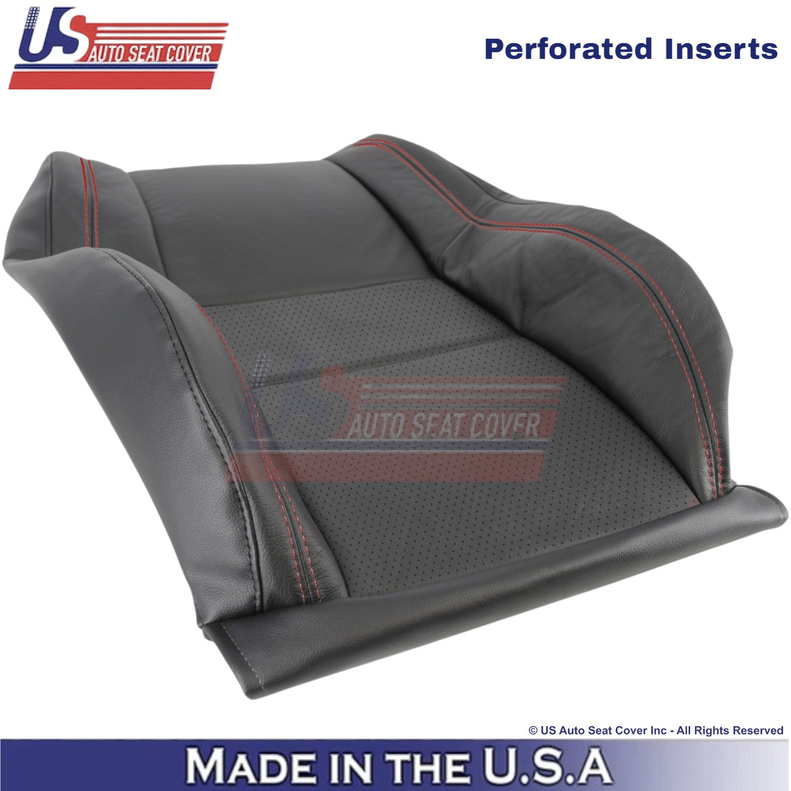 2011-2025 For Dodge Durango Genuine Leather Front Covers Black w/ Red Stitch