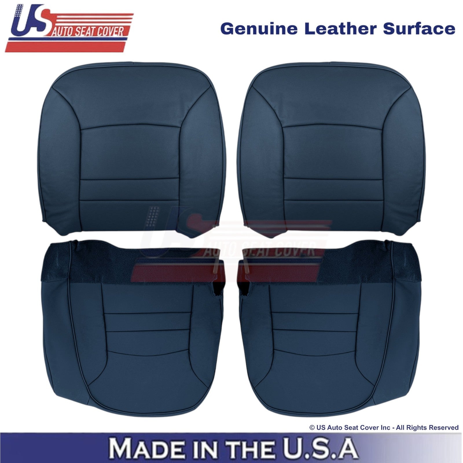 1998-2002 For Ford Crown Victoria Genuine Leather Front Covers Dark Denim Blue