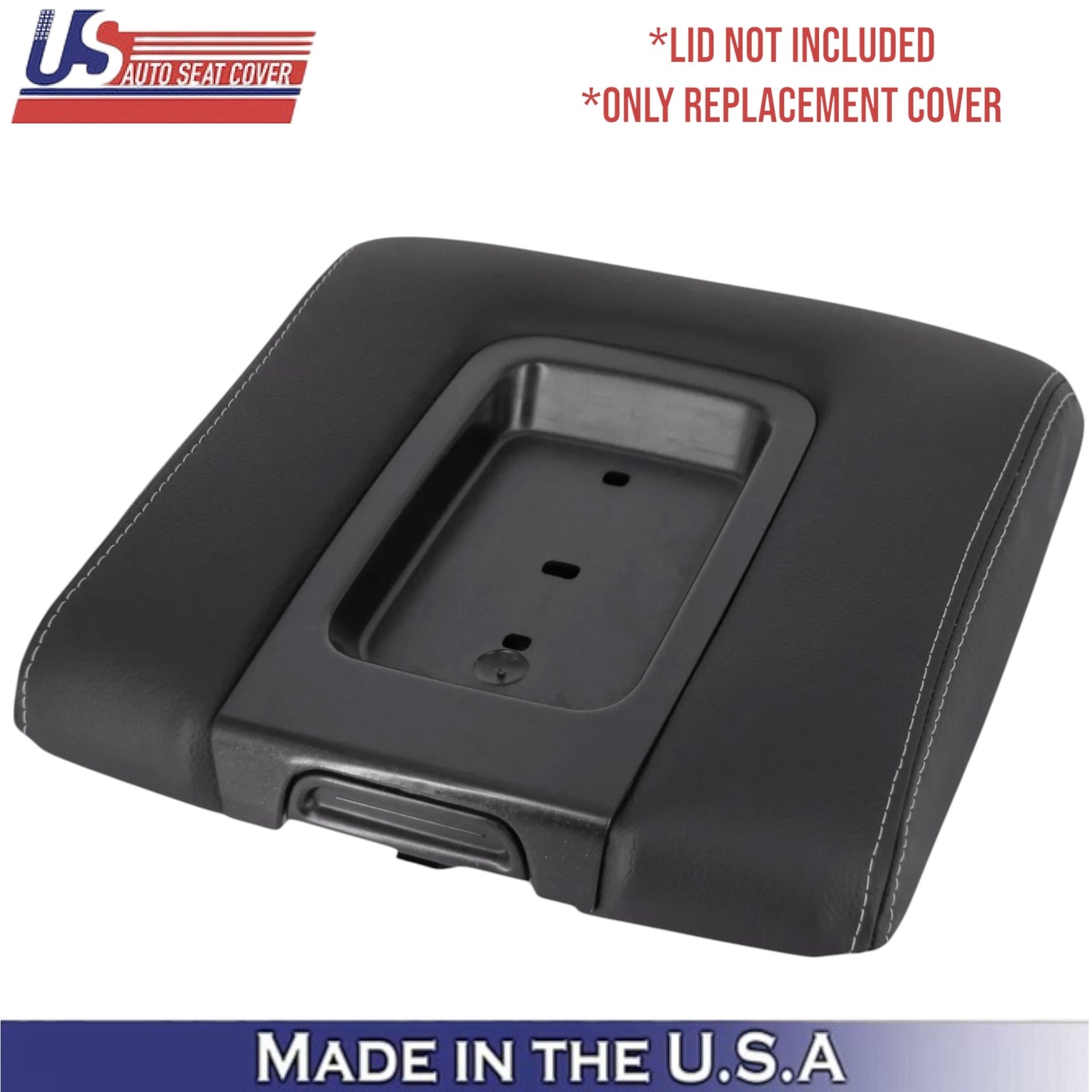 2014-2019 For Chevrolet Silverado Leatherette Center Console Lid Cover Jet Black