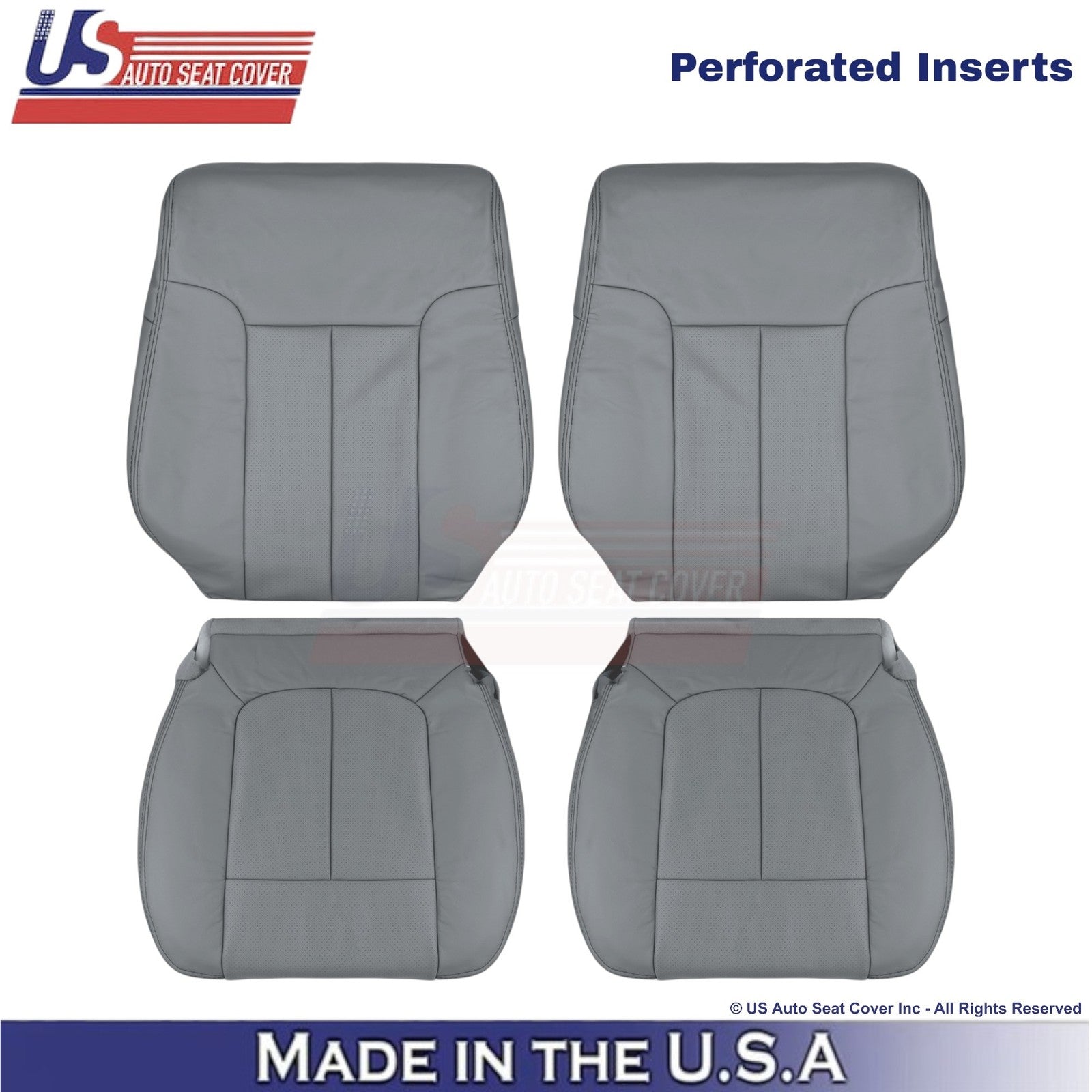2011-2014 Fits Ford F150 Lariat Leatherette Perf. Front Replacement Covers Steel