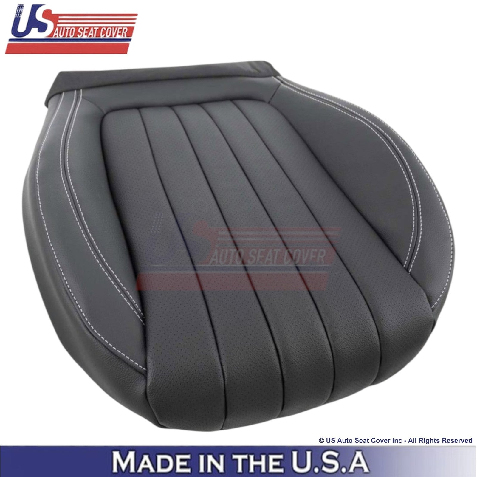 2017-2023 For Mercedes Benz E-Class Leather Passenger Covers Black w/ White Stch