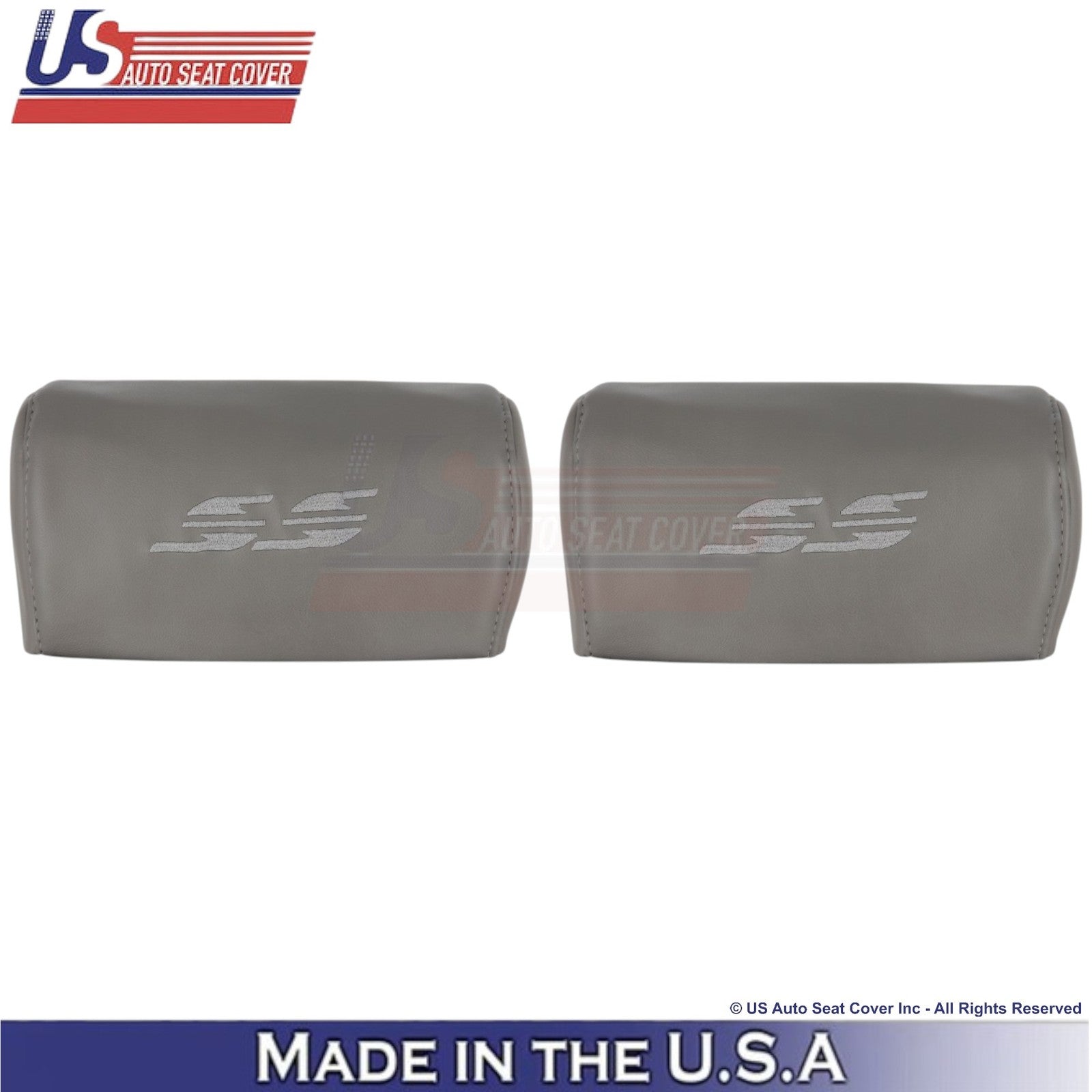 1994-1996 Fits Chevy Impala SS Front Headrest Leatherette Covers Medium Gray