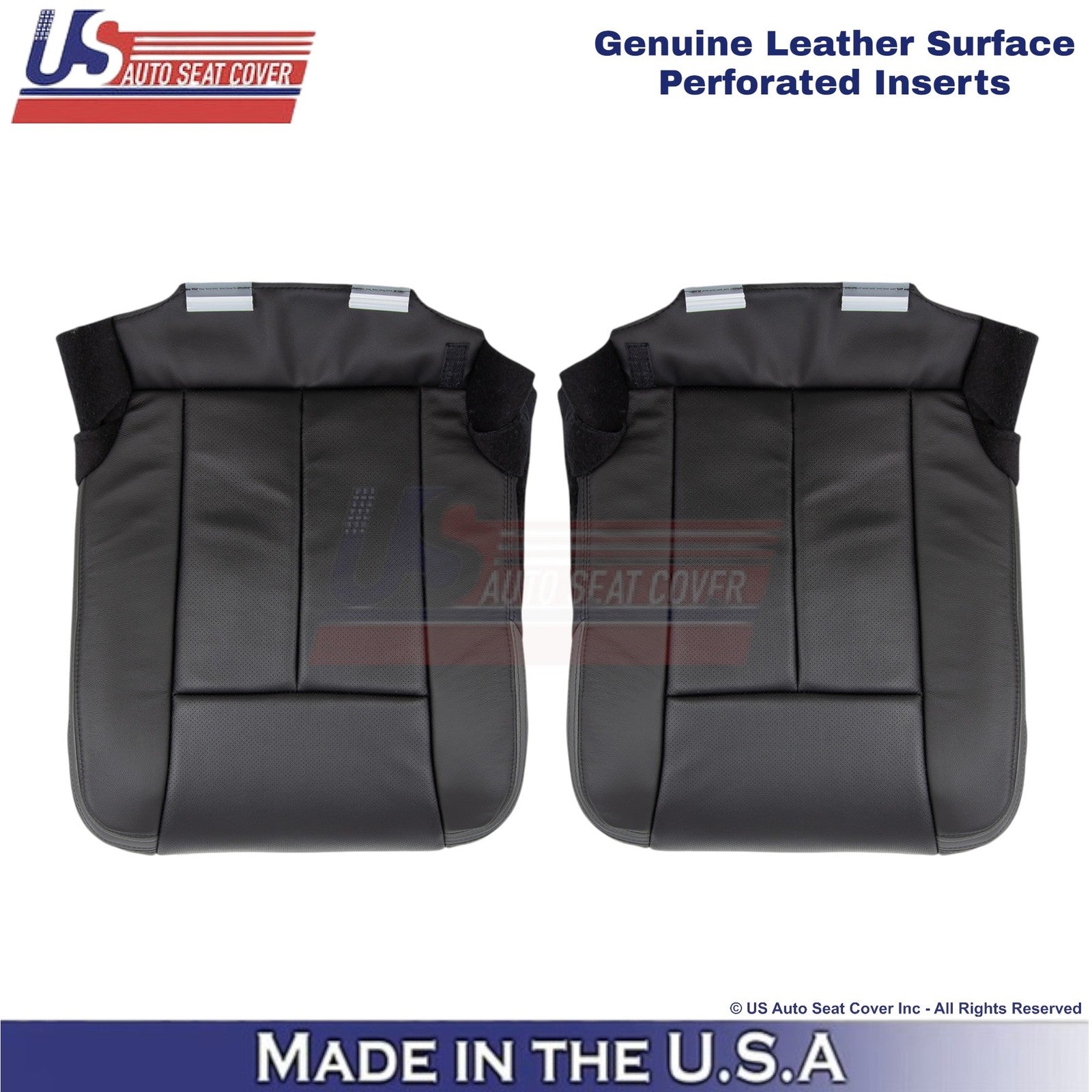 2015-2017 For Ford Expedition Platinum Genuine Leather Front Bottom Covers Ebony