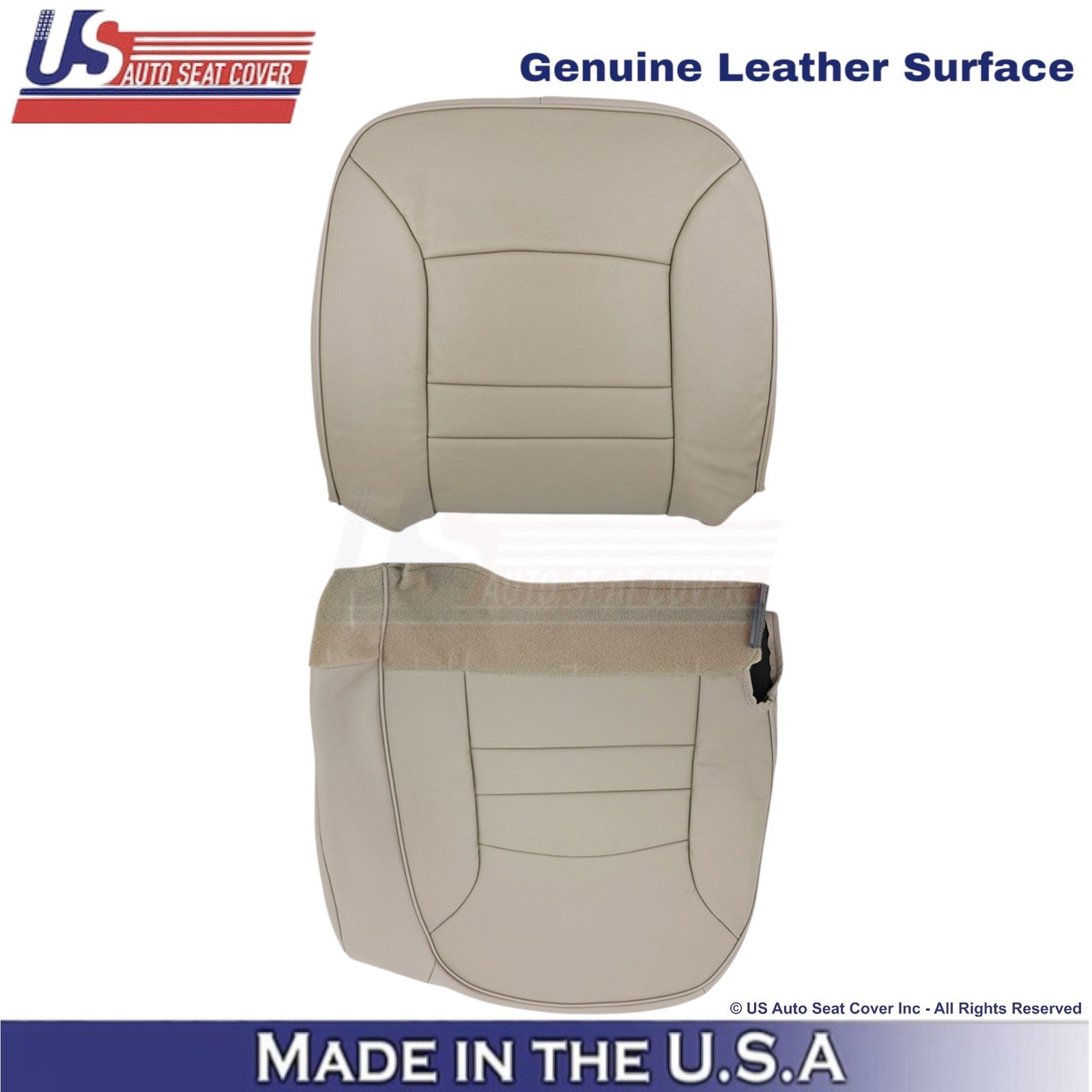 1998-2002 Fits Ford Crown Victoria Genuine Leather Driver Side Seat Covers Tan
