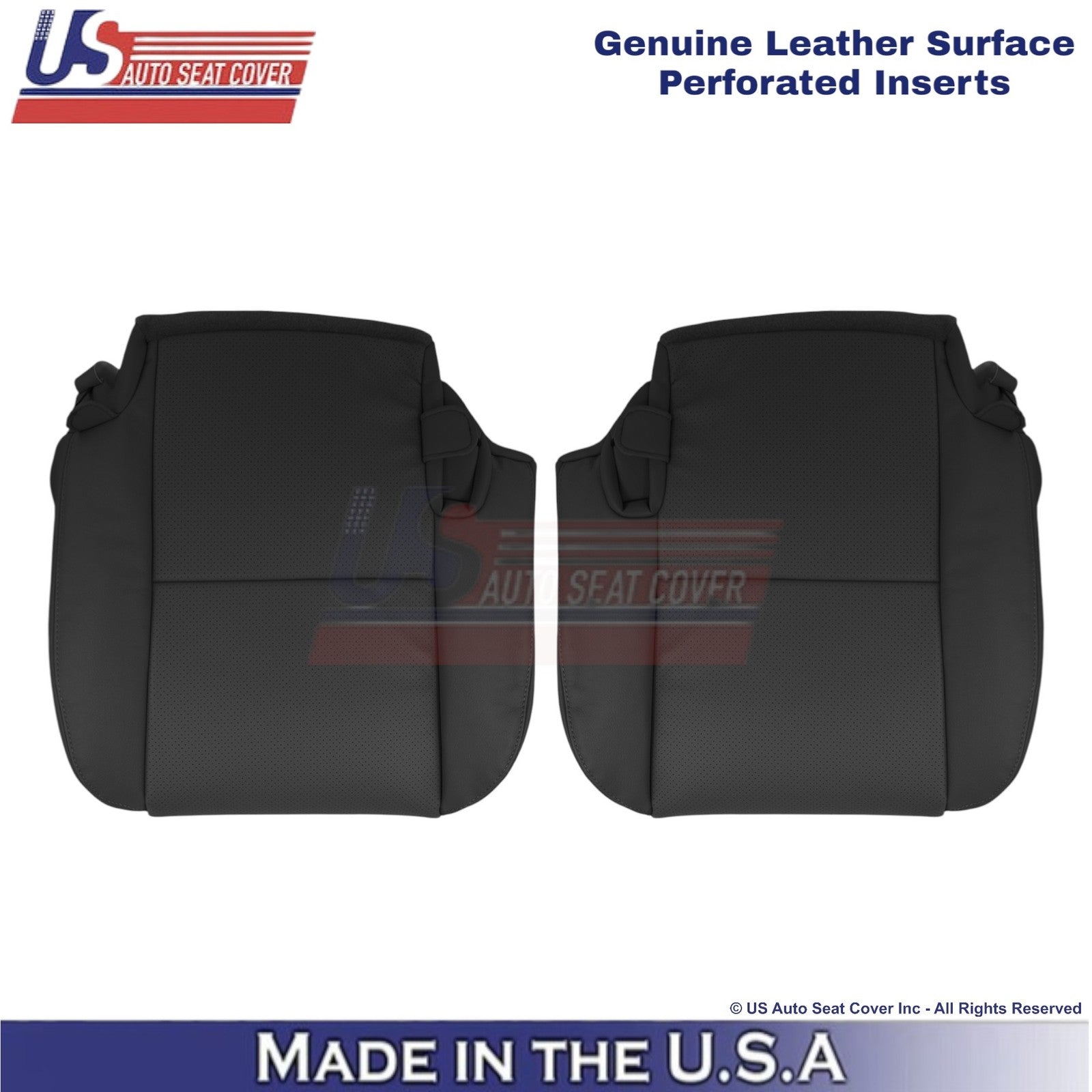 2010-2013 Fits Toyota Tundra Genuine Leather Perf. Rear Bottom Seat Covers Black