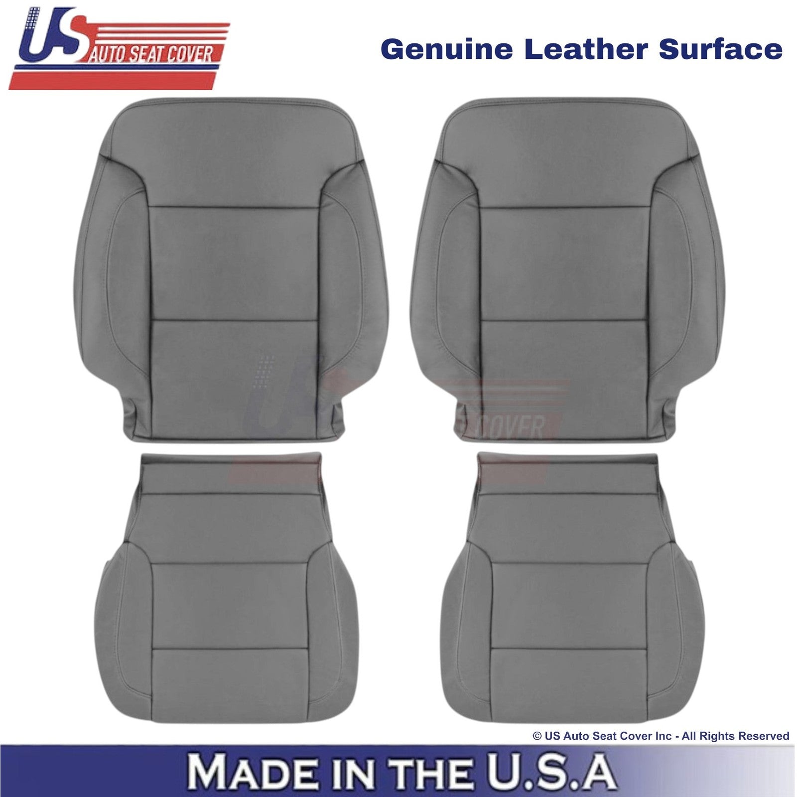 2014-2019 For Chevy Silverado 1500 LT Genuine Leather Front Covers Dark Ash Gray