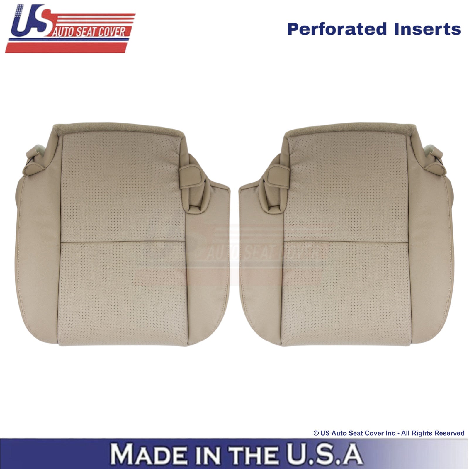 2008-2014 Fits Toyota Sequoia Leather Perf. Rear Bottom Seat Covers Sand Beige