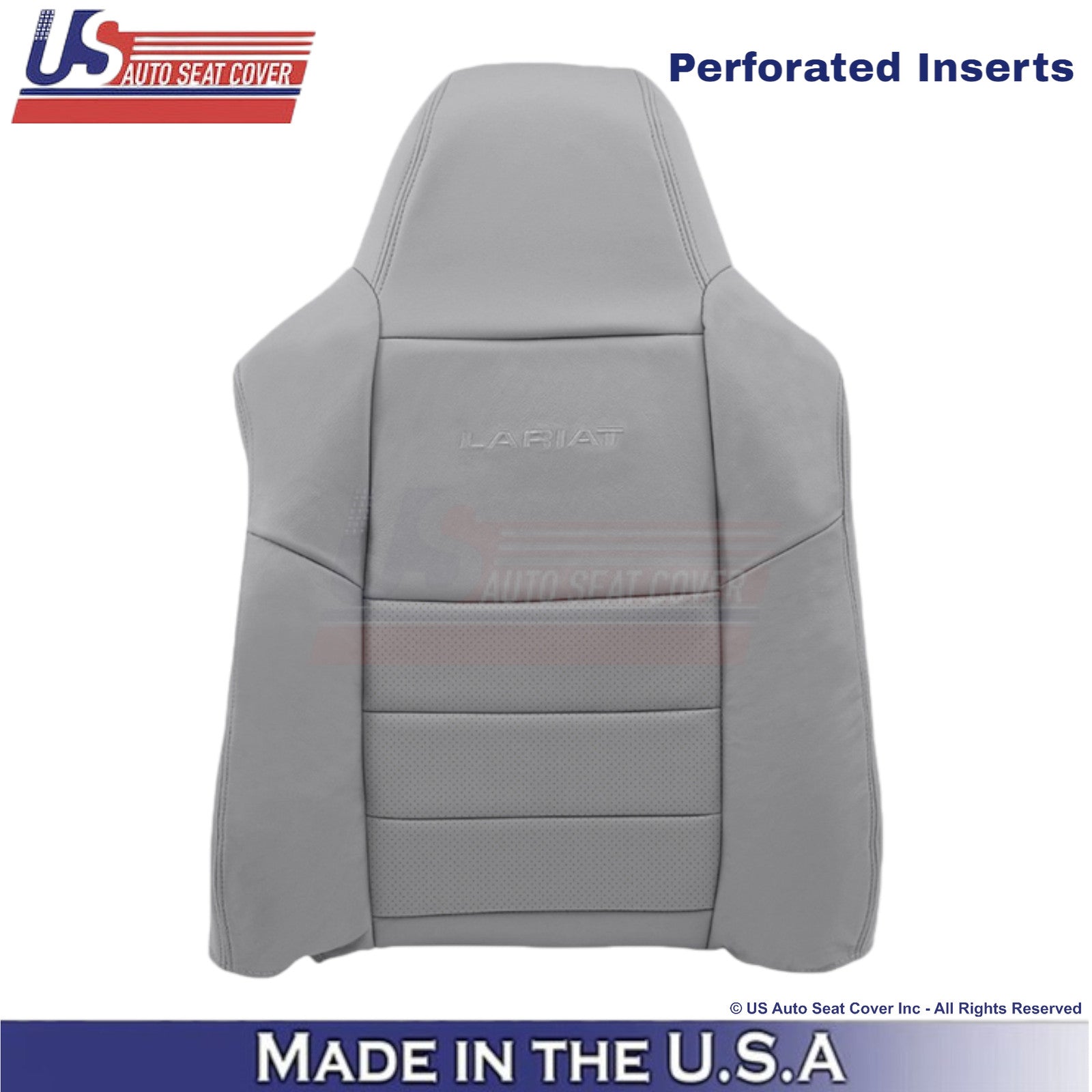 2002-2003 Fits Ford F250 F350 Lariat Leather Perf Driver Top OEM Seat Cover Gray