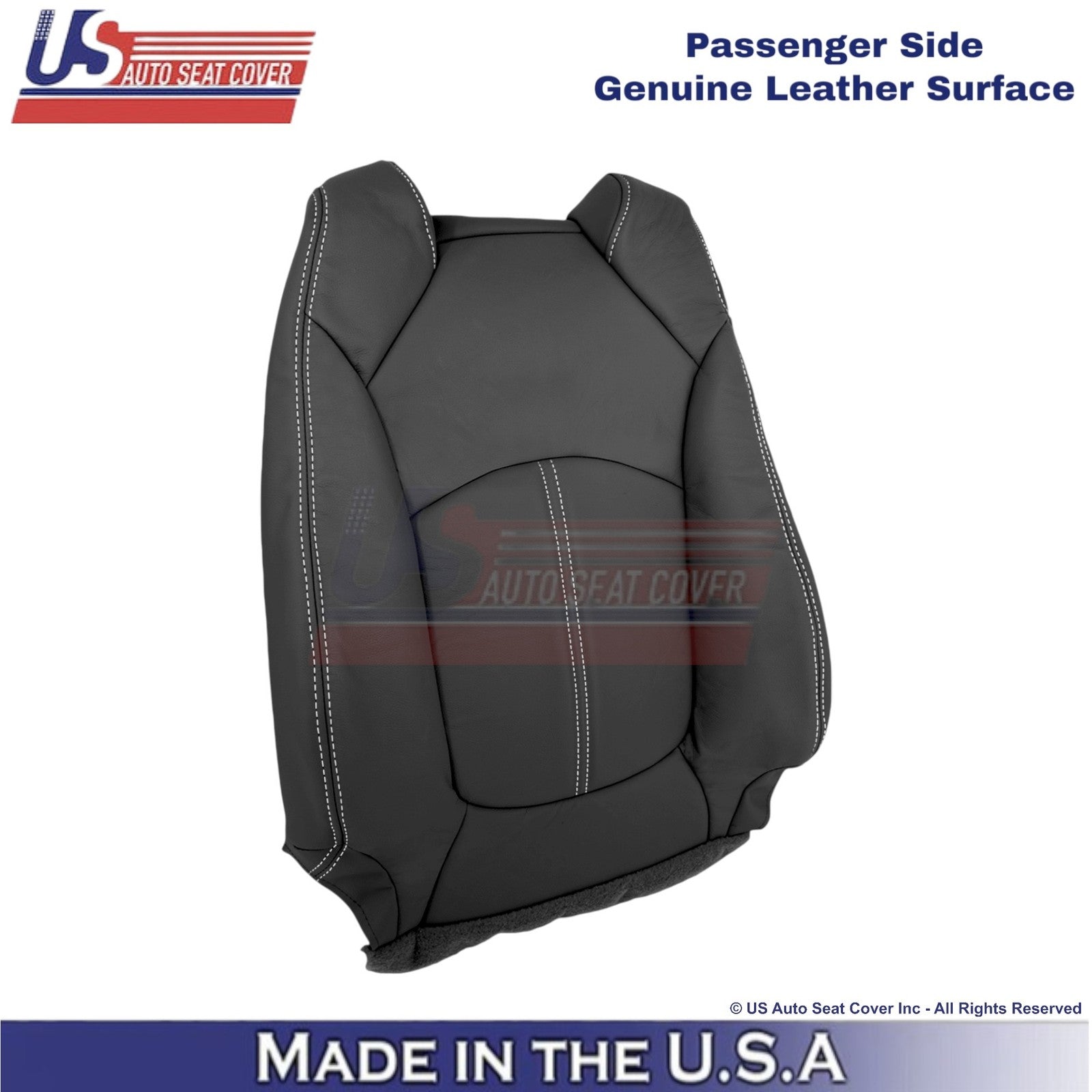 2013-2017 Fits Chevy Traverse Genuine Leather Passenger Top Seat Cover Ebony