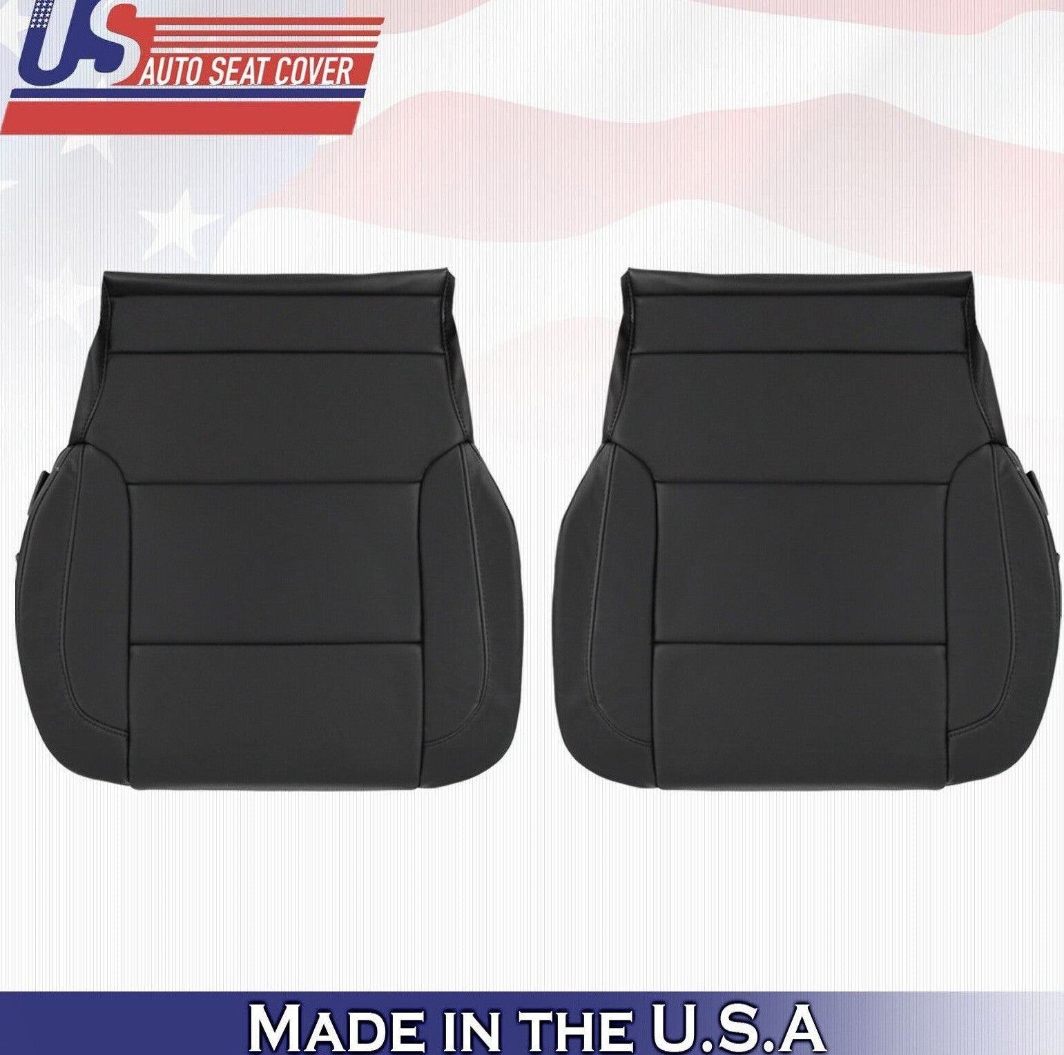 2019 For Chevy Suburban Driver & Passenger Bottom Leather Seat Covers Black