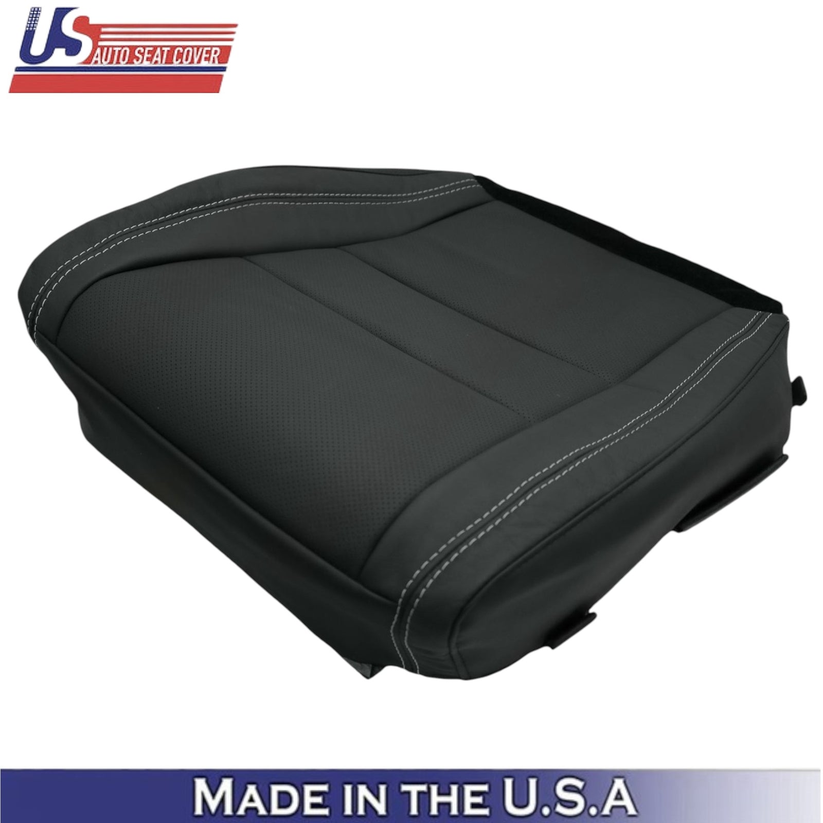 2011-21 For Jeep Grand Cherokee Leather Passenger Bottom Cover Black-White Stch