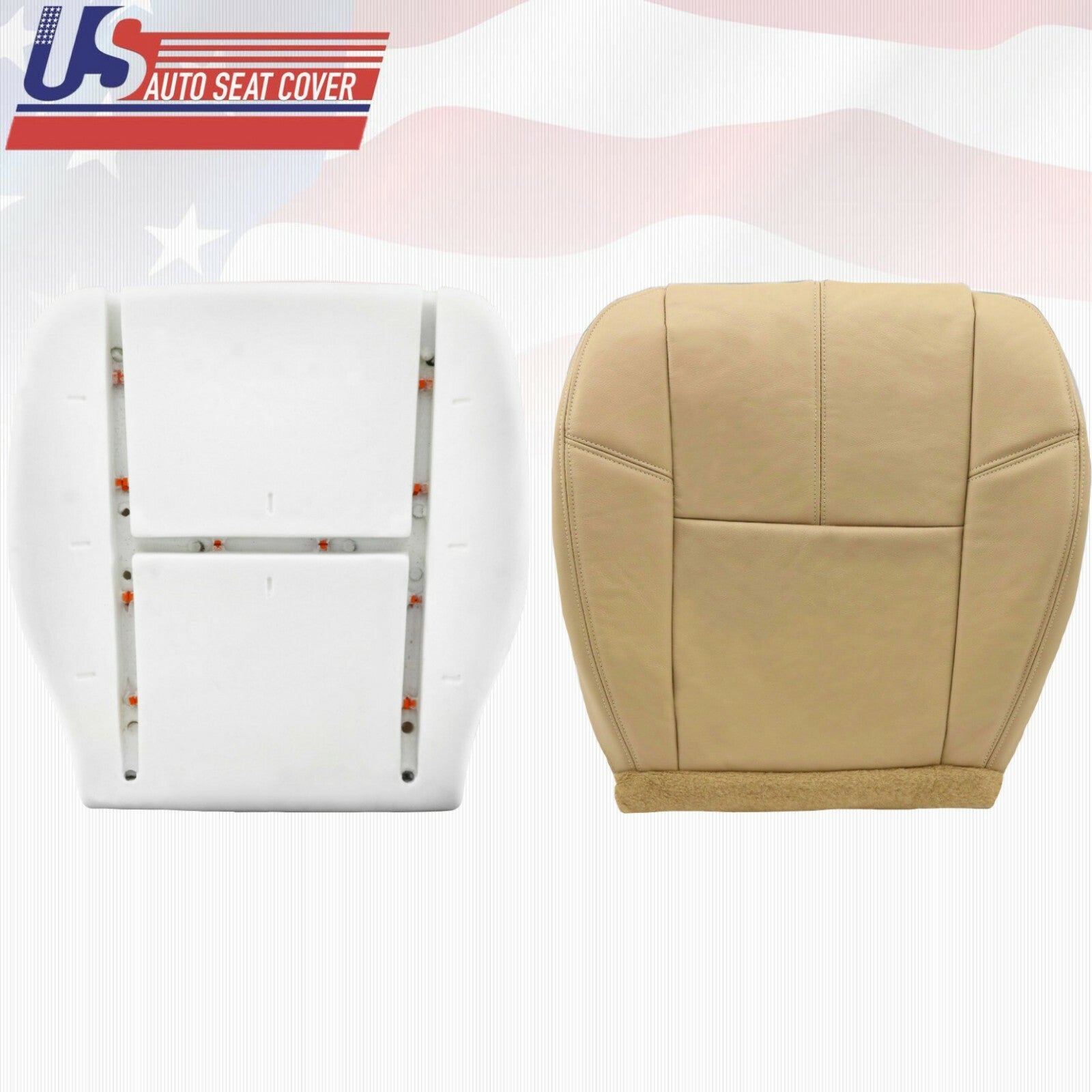 Tan Driver bottom Leather seat cover & cushion 2007 to 2014 GMC Sierra Yukon LT