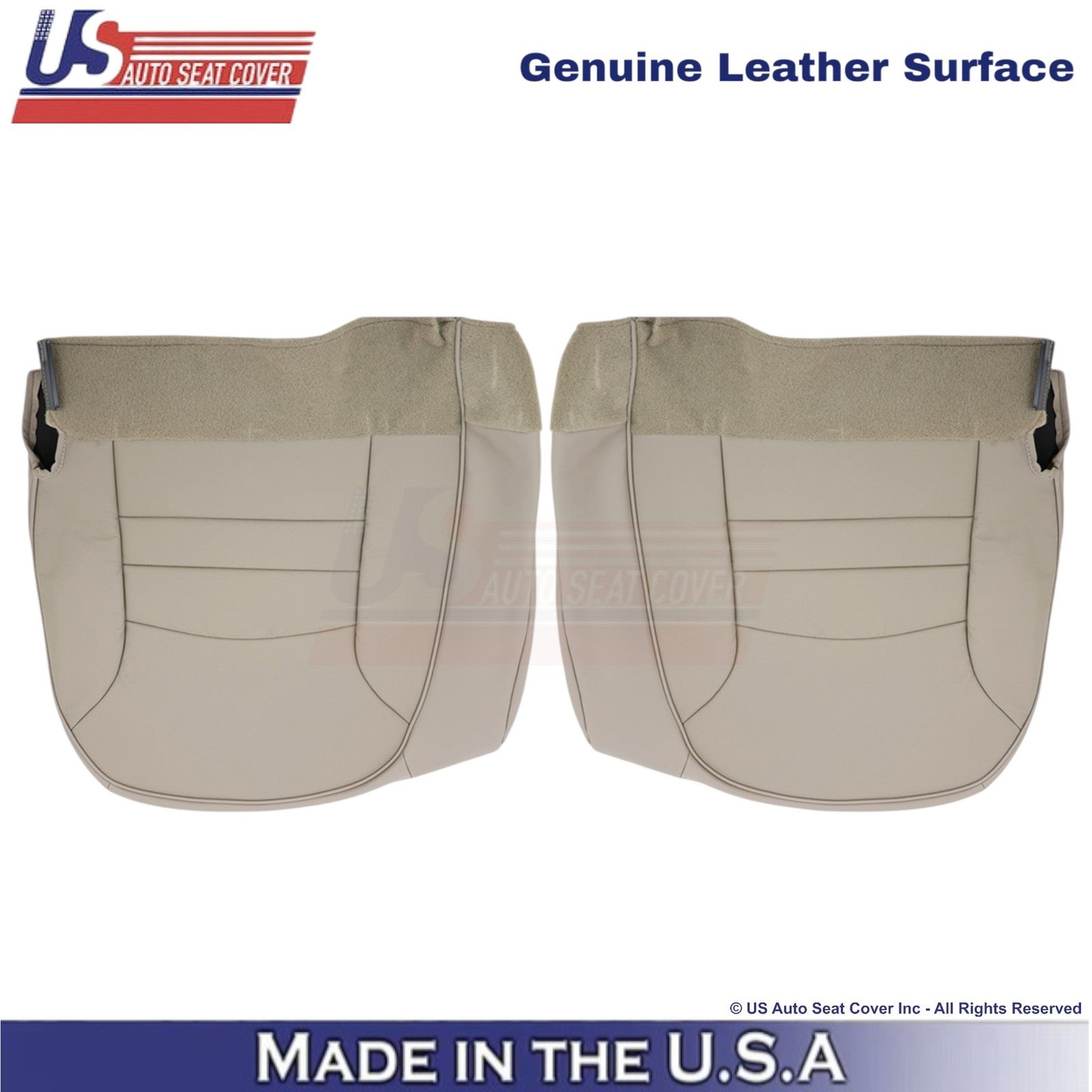 1998-2002 For Ford Crown Victoria Genuine Leather Front Bottom Seat Covers Tan