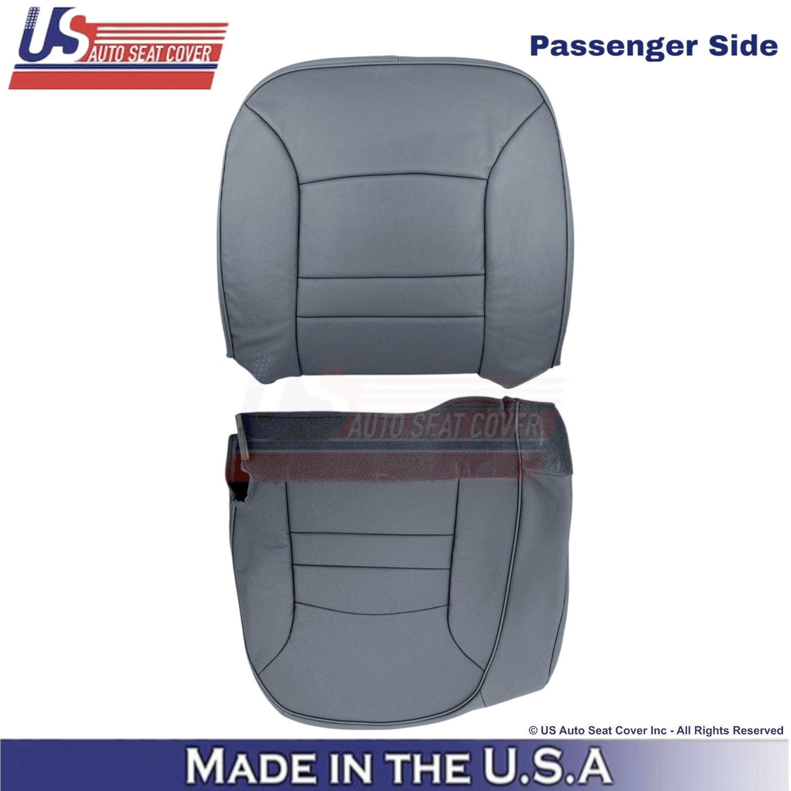 1998-2002 Fits Ford Crown Victoria Leatherette Passenger Side Seat Covers Gray