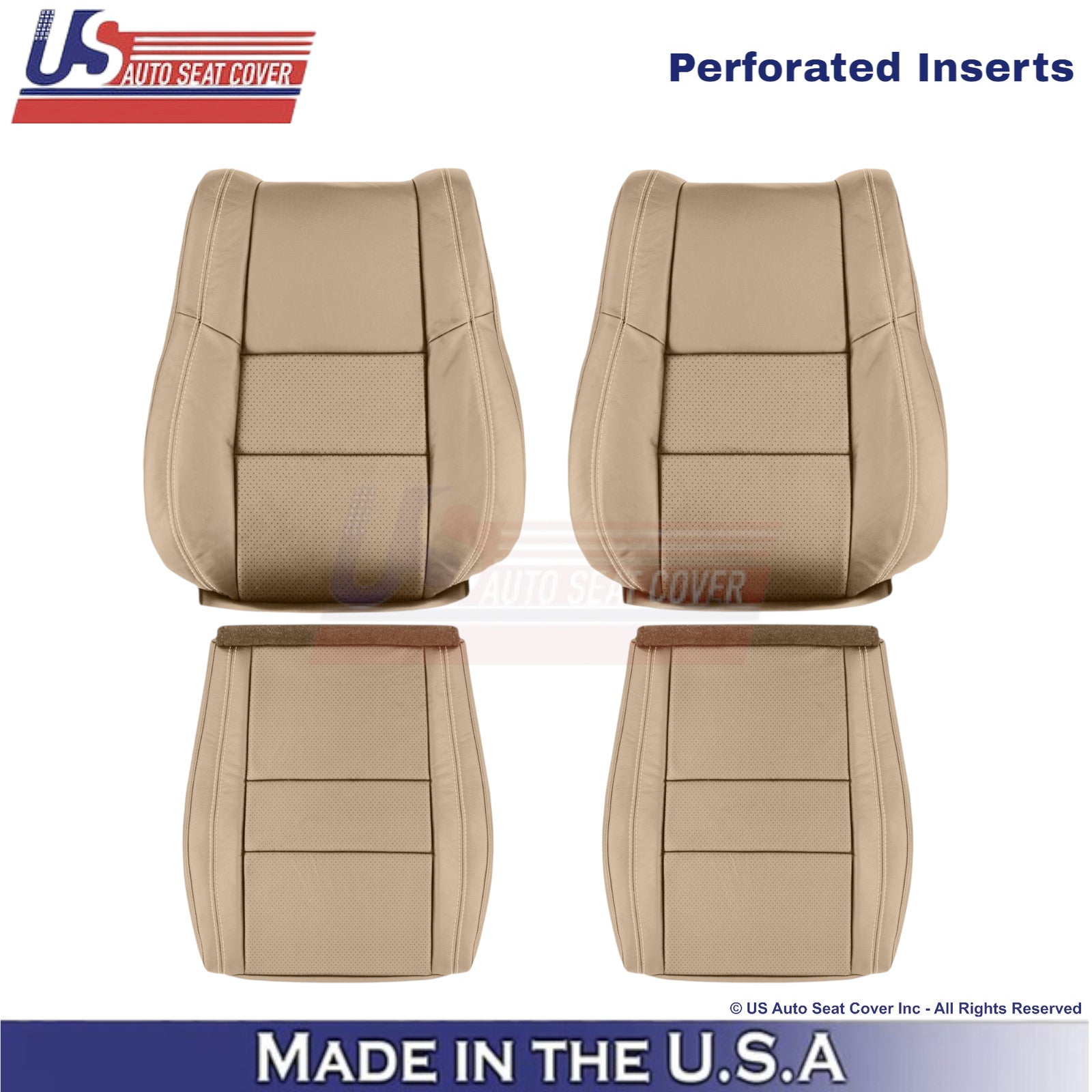 2011-2017 For Dodge Durango Genuine Leather Front Replacement Seat Covers Tan