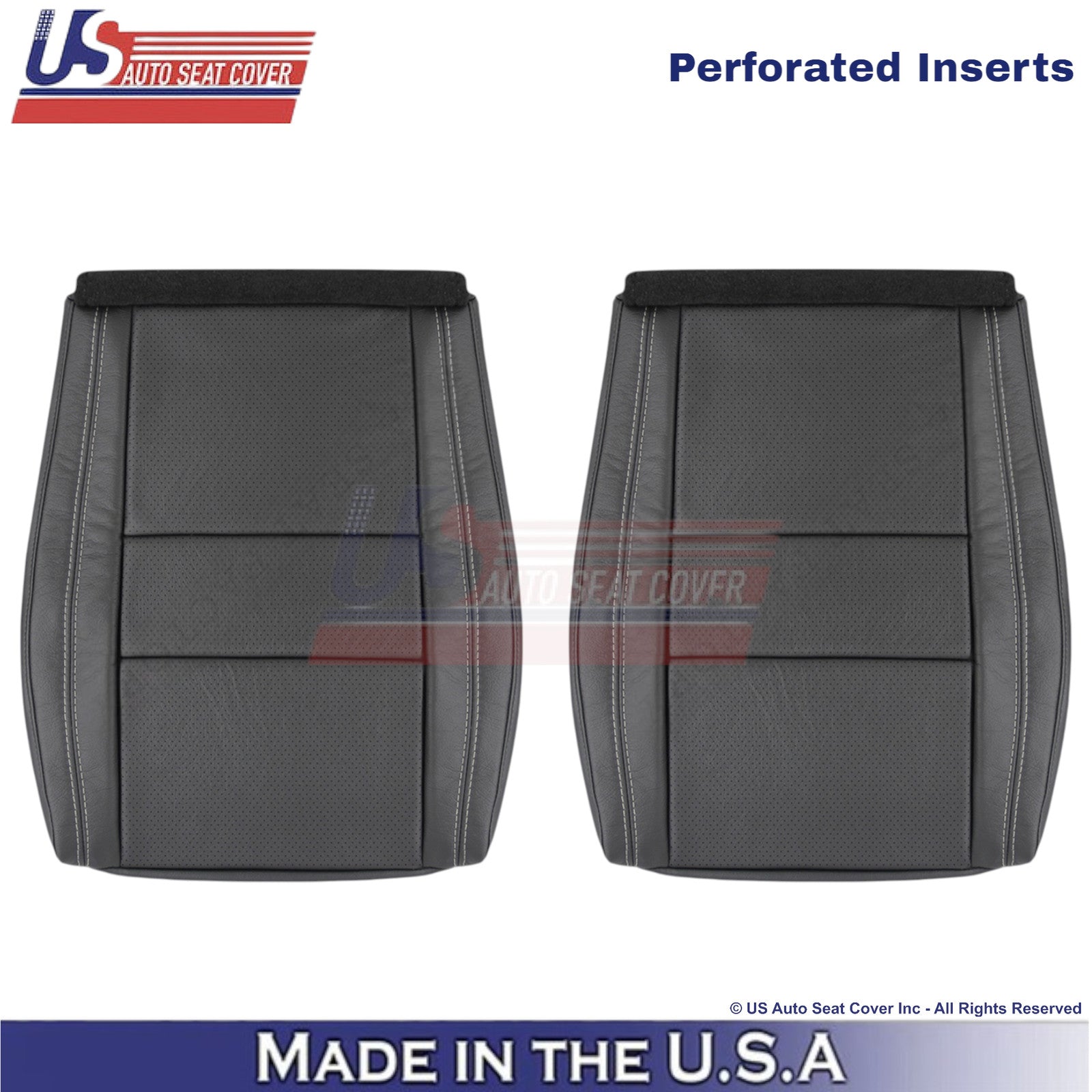 2011-2025 For Dodge Durango Genuine Leather Bottom Covers Black w/ White Stitch