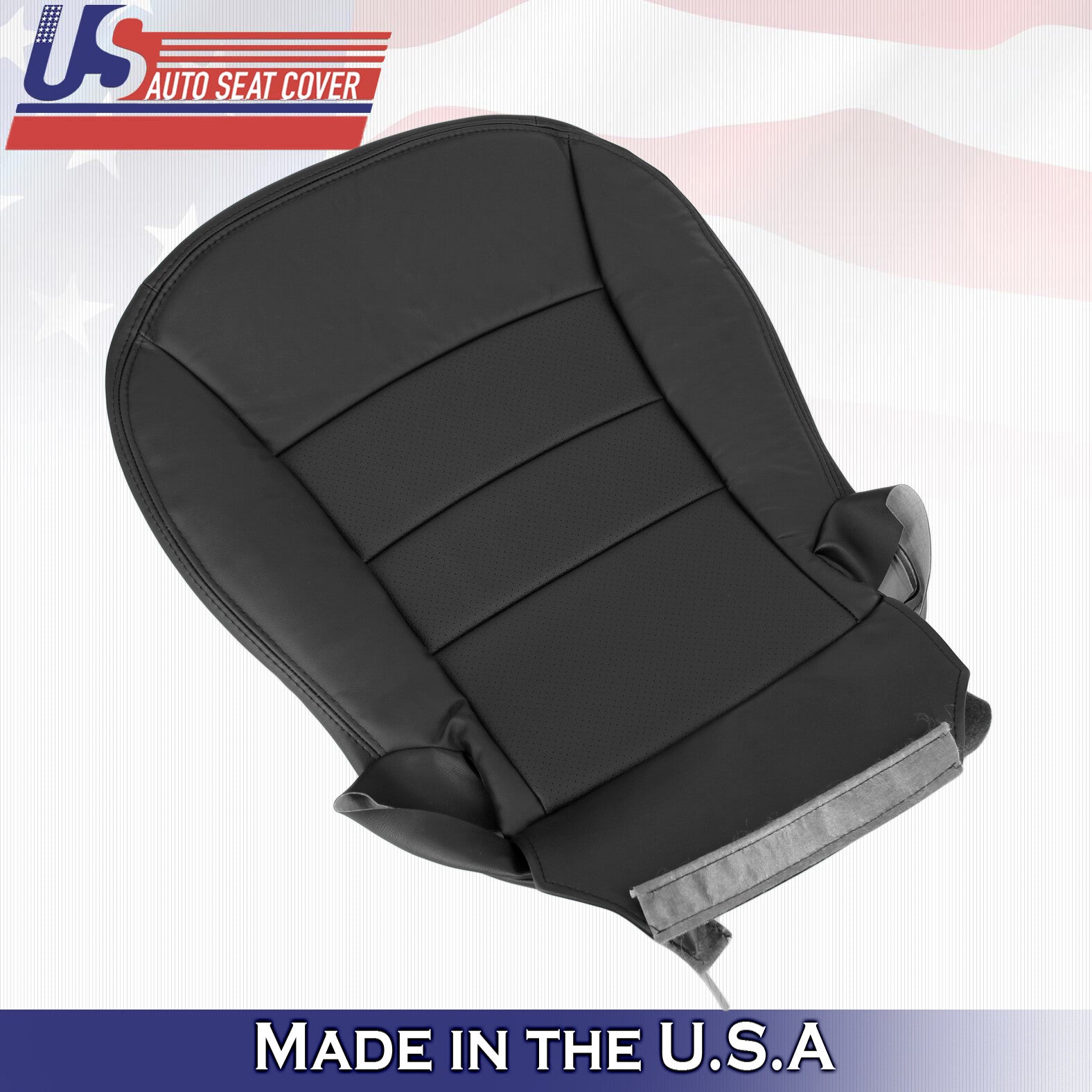 2005 to 2013 For Chevy Corvette C6 Driver Top &Bottom Leather Seat Covers Black