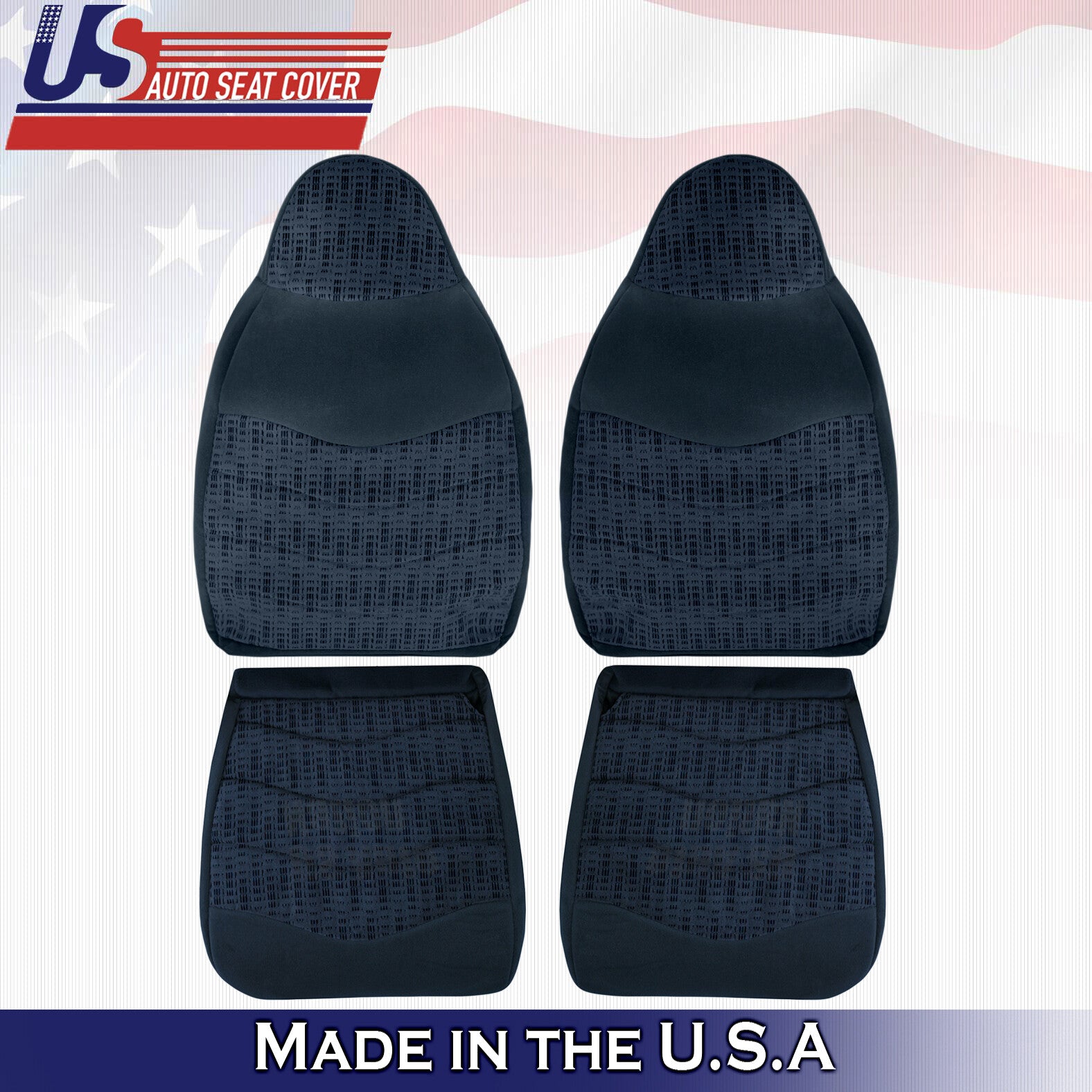 1999 For Ford F250 F350 F450 F550 XLT 2x Top & 2x Bottom Cloth Seat Covers Blue