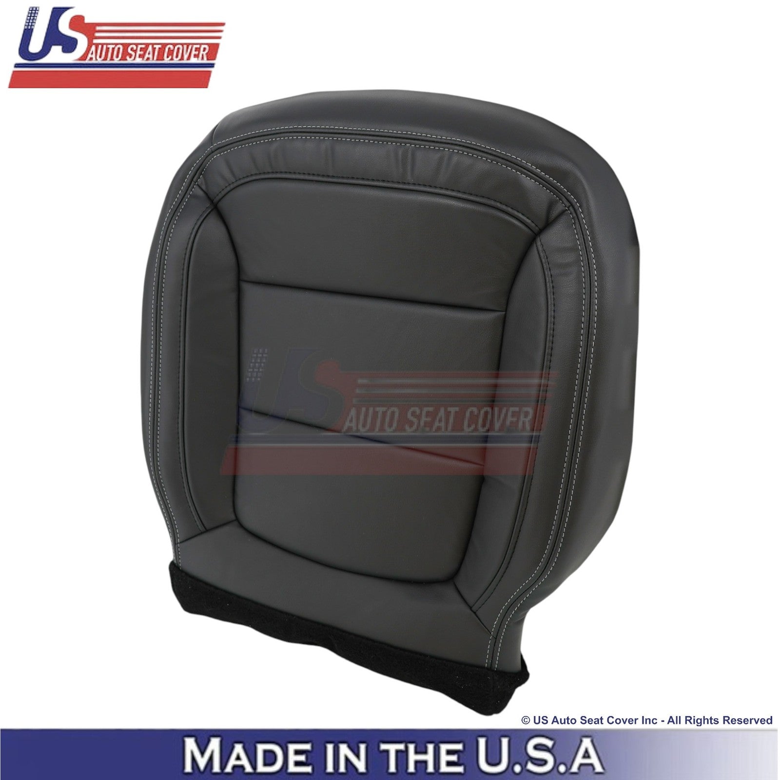 2013-15 For Chevy Malibu Genuine Leather Front Bottom Covers Black w/white Stch
