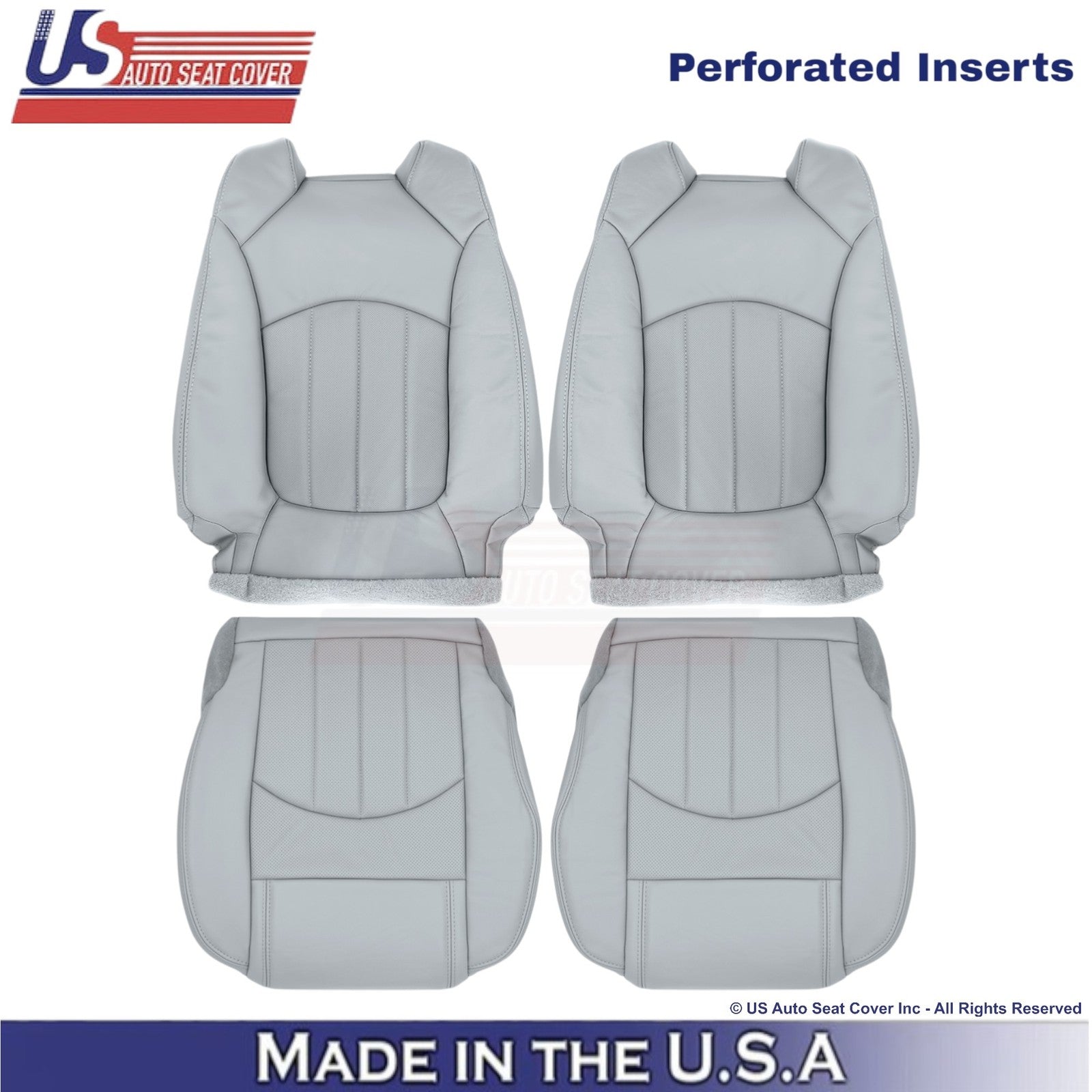 2013-2017 Fits Chevy Traverse Leather Perf. Front Seat Covers Light Titanium